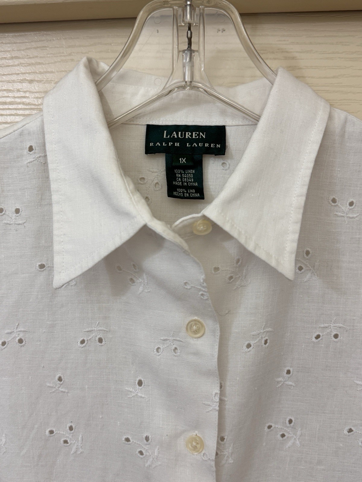 Ralph Lauren 100% Linen Eyelet Shirt Sz 1X