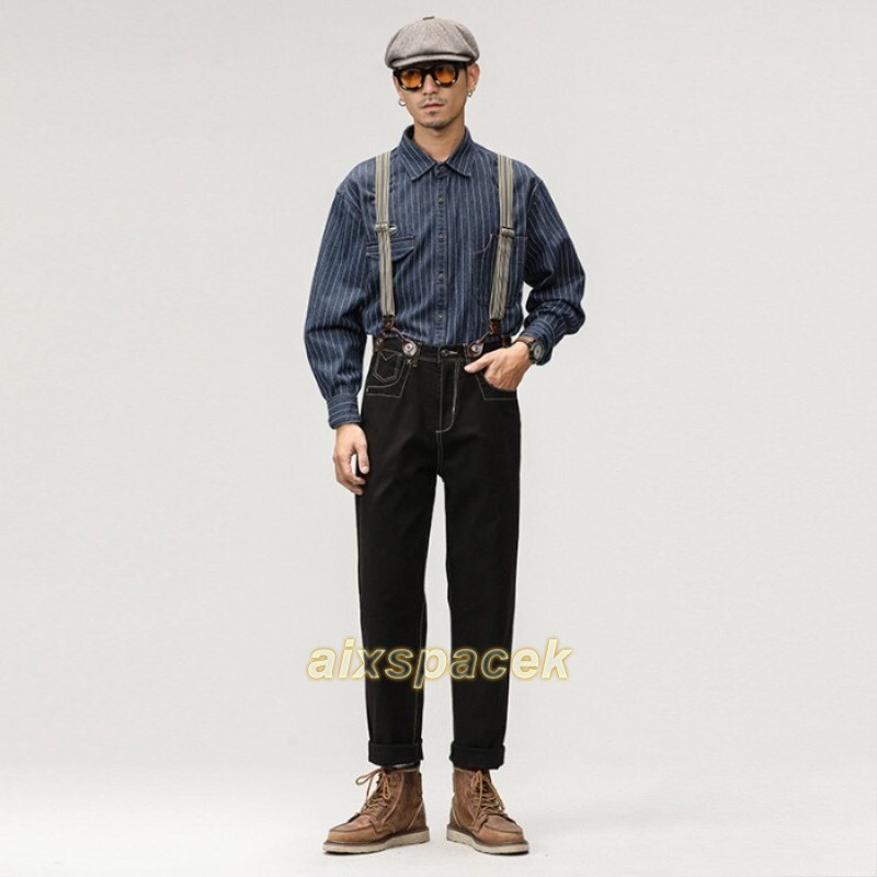 Overalls Mens Retro Suspenders Braces Pants Casual Denim Jeans Bib Trousers