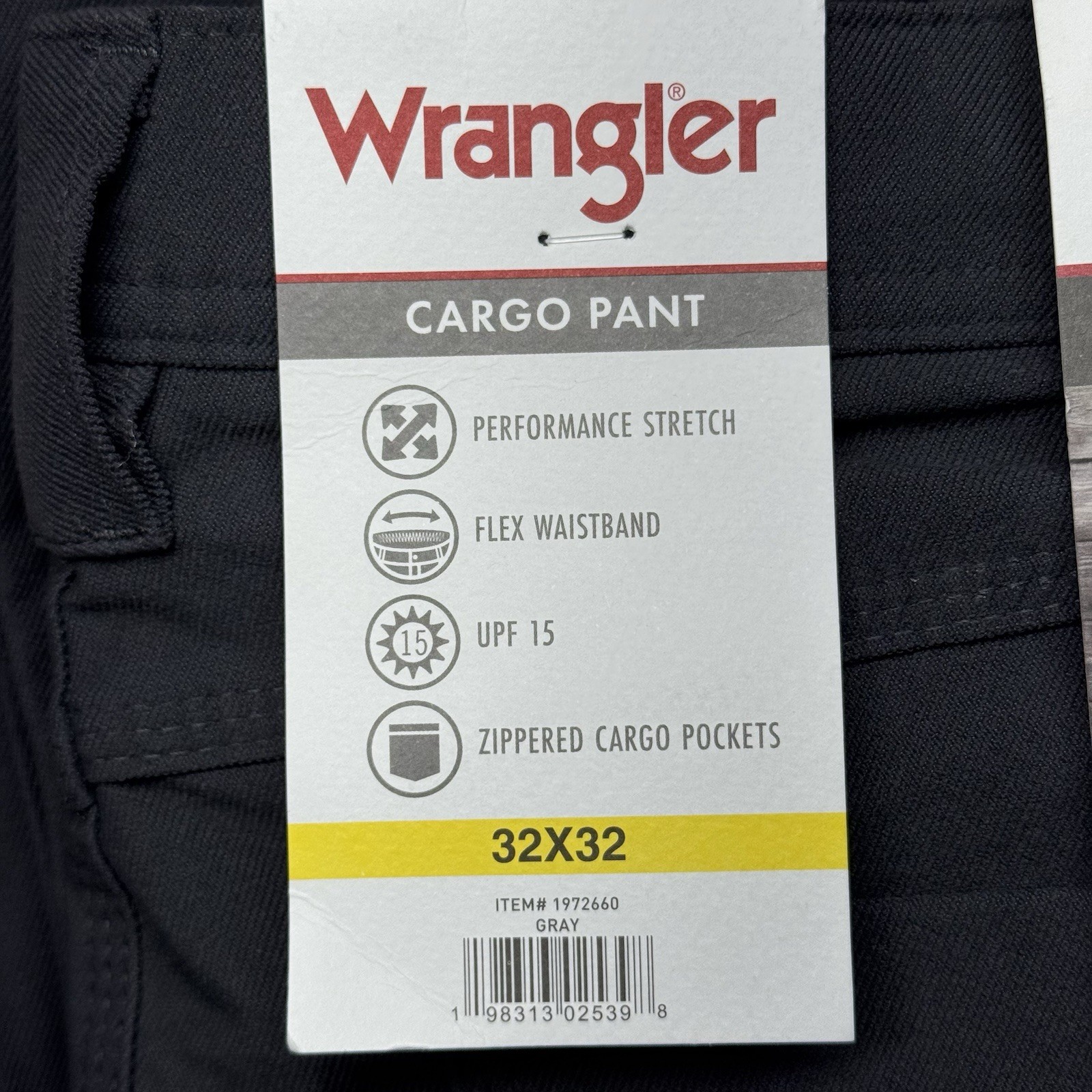 Wrangler Cargo Pants 32×32 Gray Performance Stretch UPF15 Flex Waistband