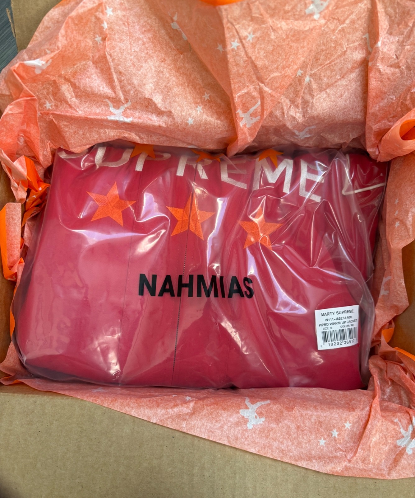 Nahmias x A24 USA Marty Supreme Classic Jacket Red Sz Small Ready to Ship
