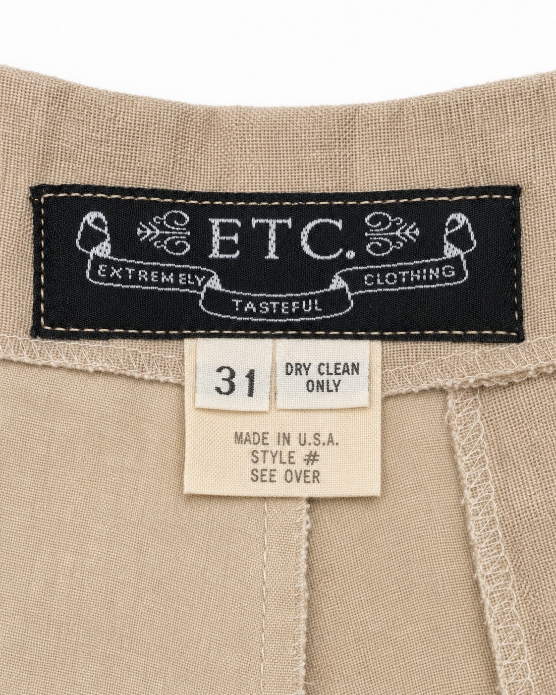 Vintage ETC Mens Linen Blend Pleated Trousers High Rise Tan Wide Leg 30×30 USA