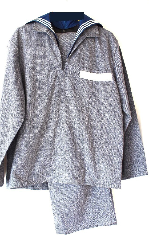 Vintage 1980 Soviet USSR Authentic Gray Navy Sailor Working Uniform 100% Cotton