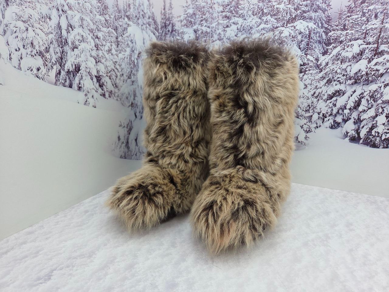 Brown Real toscana fur warm womens boots,mouton eskimo winter boots for women