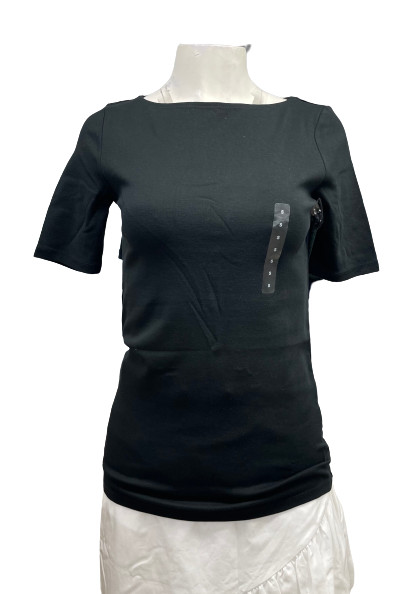 LAUREN RALPH LAUREN WOMEN’S BLACK SHORT SLEEVE TOP (XS)