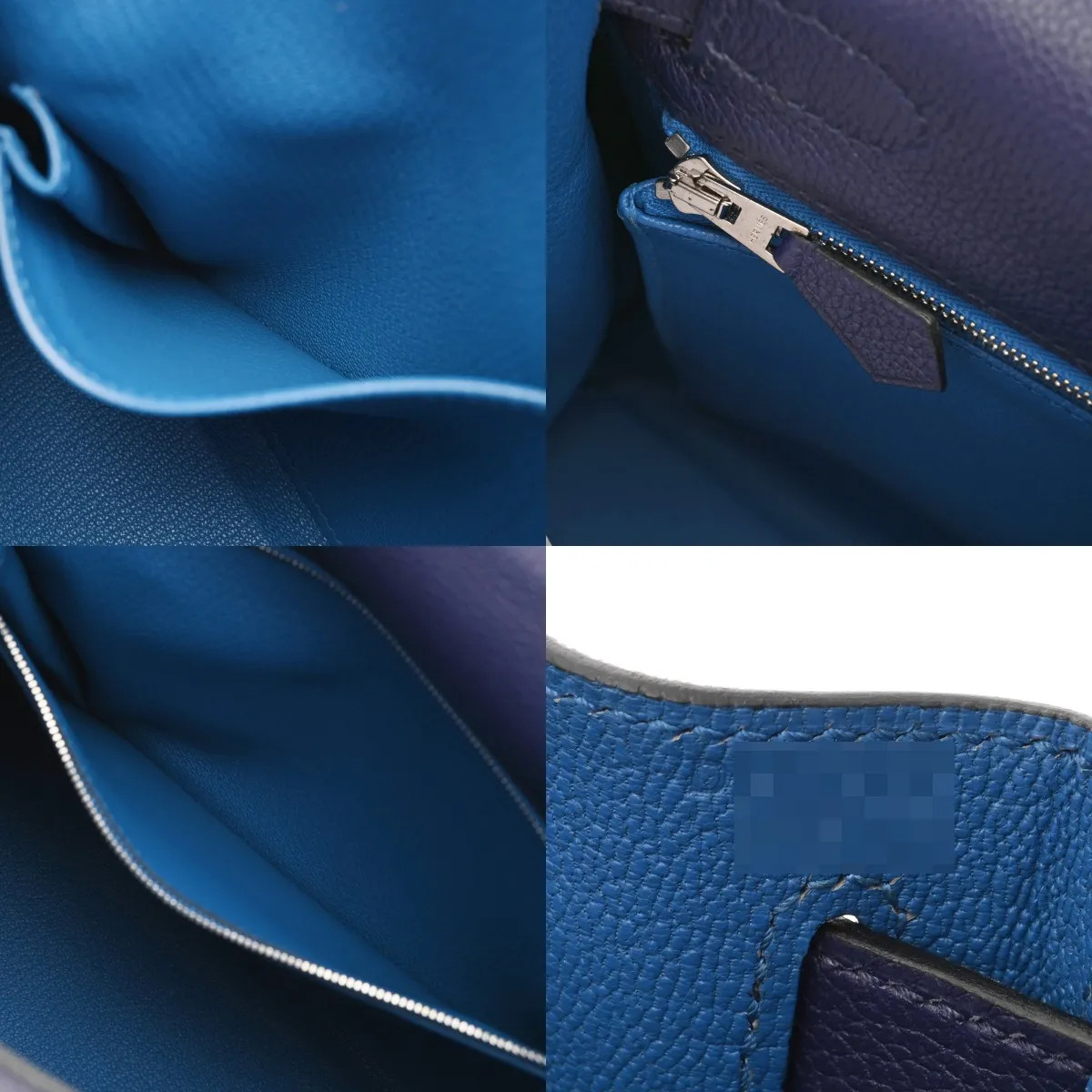 Hermes Kelly 28 Retourne Verso 717615 Handbag Blue #WB237