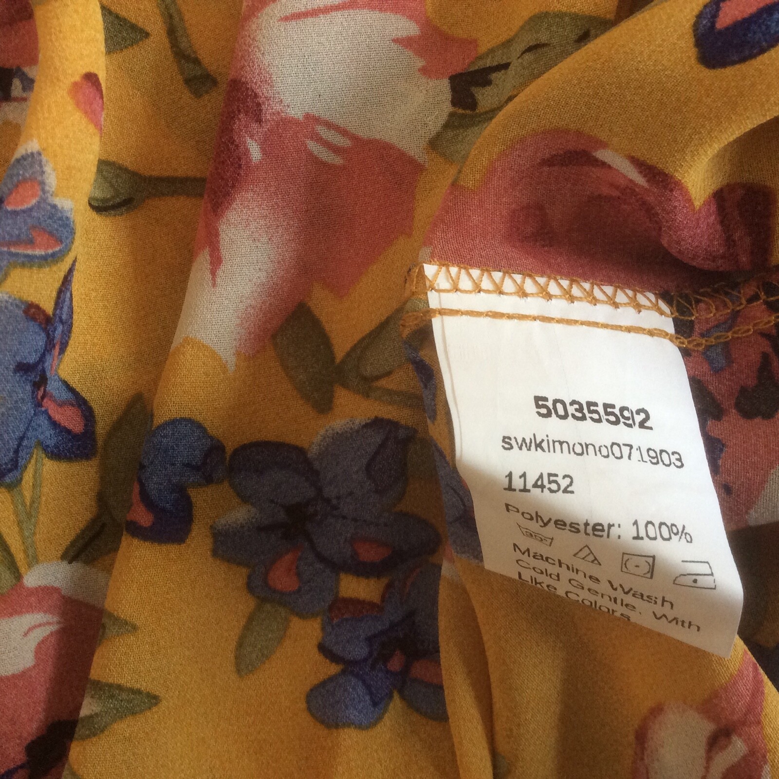 Shein Mustard Yellow Multi Floral Print Long Sleeve Open Jacket M