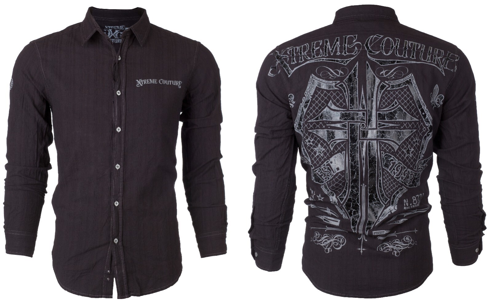 XTREME COUTURE by AFFLICTION Men’s L/S BUTTON DOWN Shirt RATTLE Shield $78