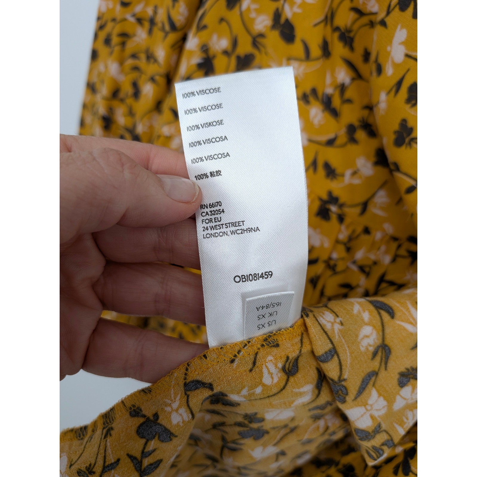 Maeve Peplum Blouse Womens XS Mustard Yellow Floral Long Sleeve Cottagecore