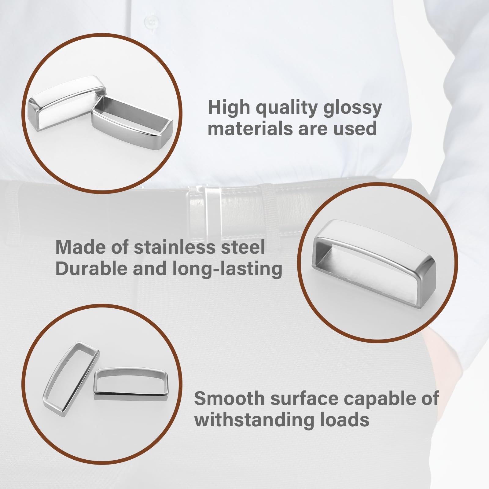 4PCS Anti-Slip Belt Keepers Ã¢â‚¬â€œ 1.5 Stainless Steel Loops for MenÃ¢â‚¬â„…
