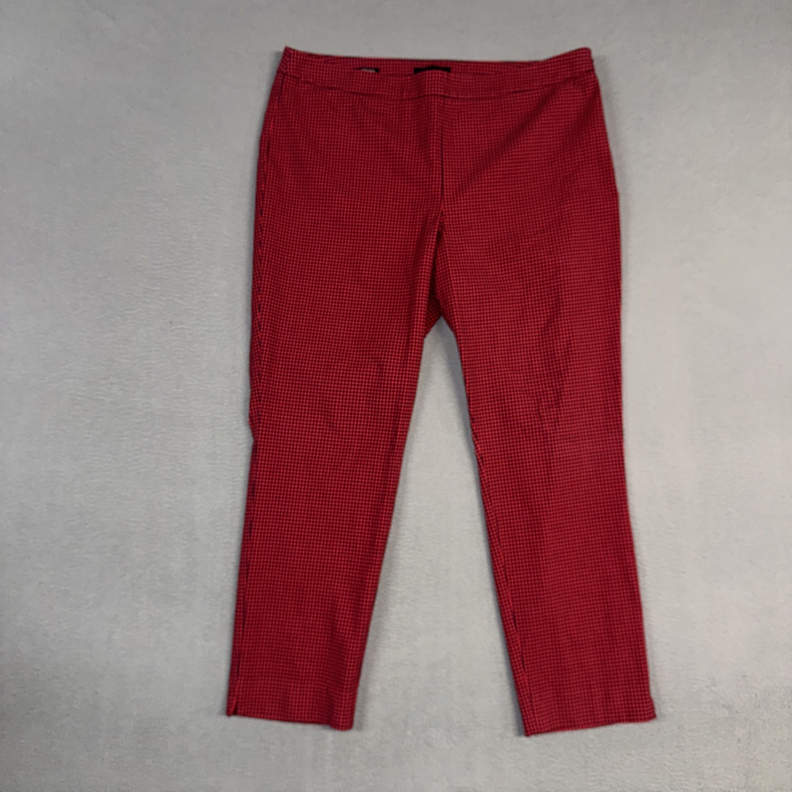 Talbots Pants Womens 16 Red Blue Chatham Ankle Shepard Check Side Zip Cotton