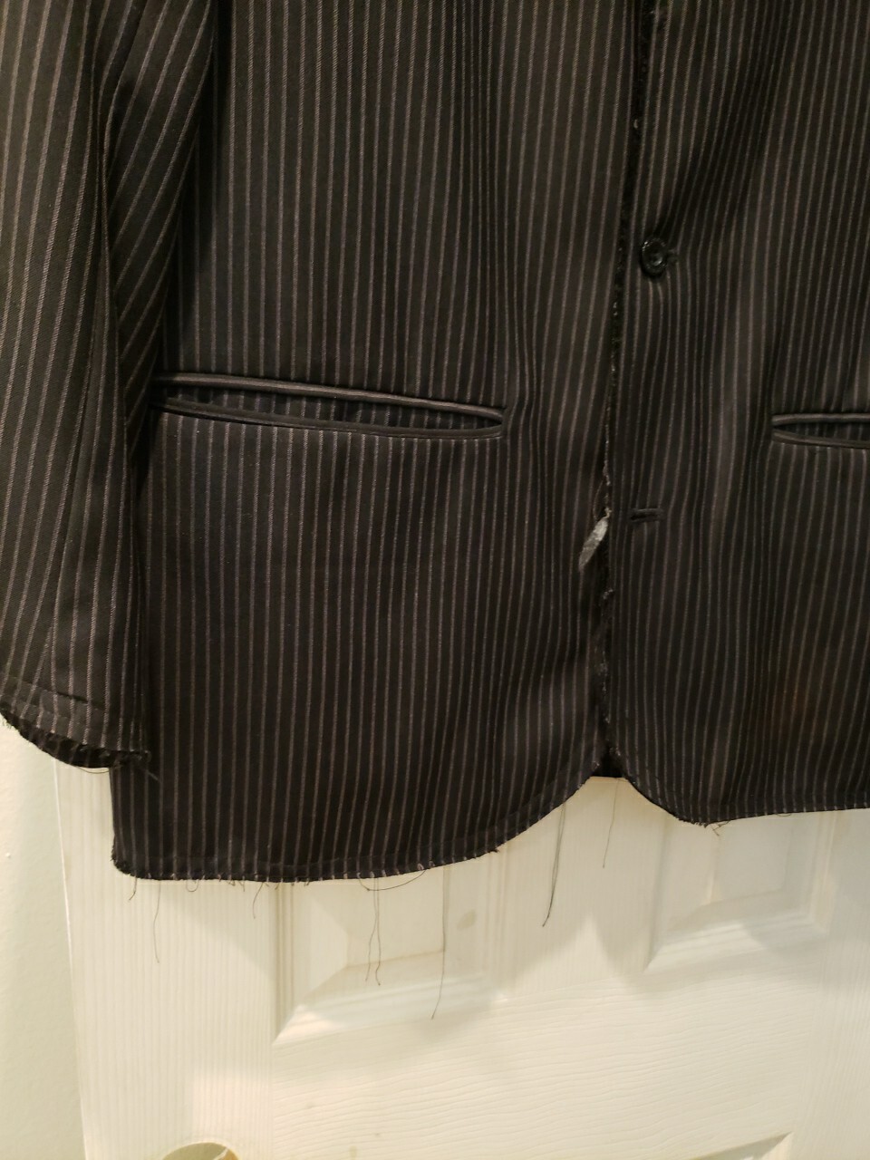 Hurley Edgy Distressed Sport Suit Jacket Button Up Black Stripe Goth Frayed L