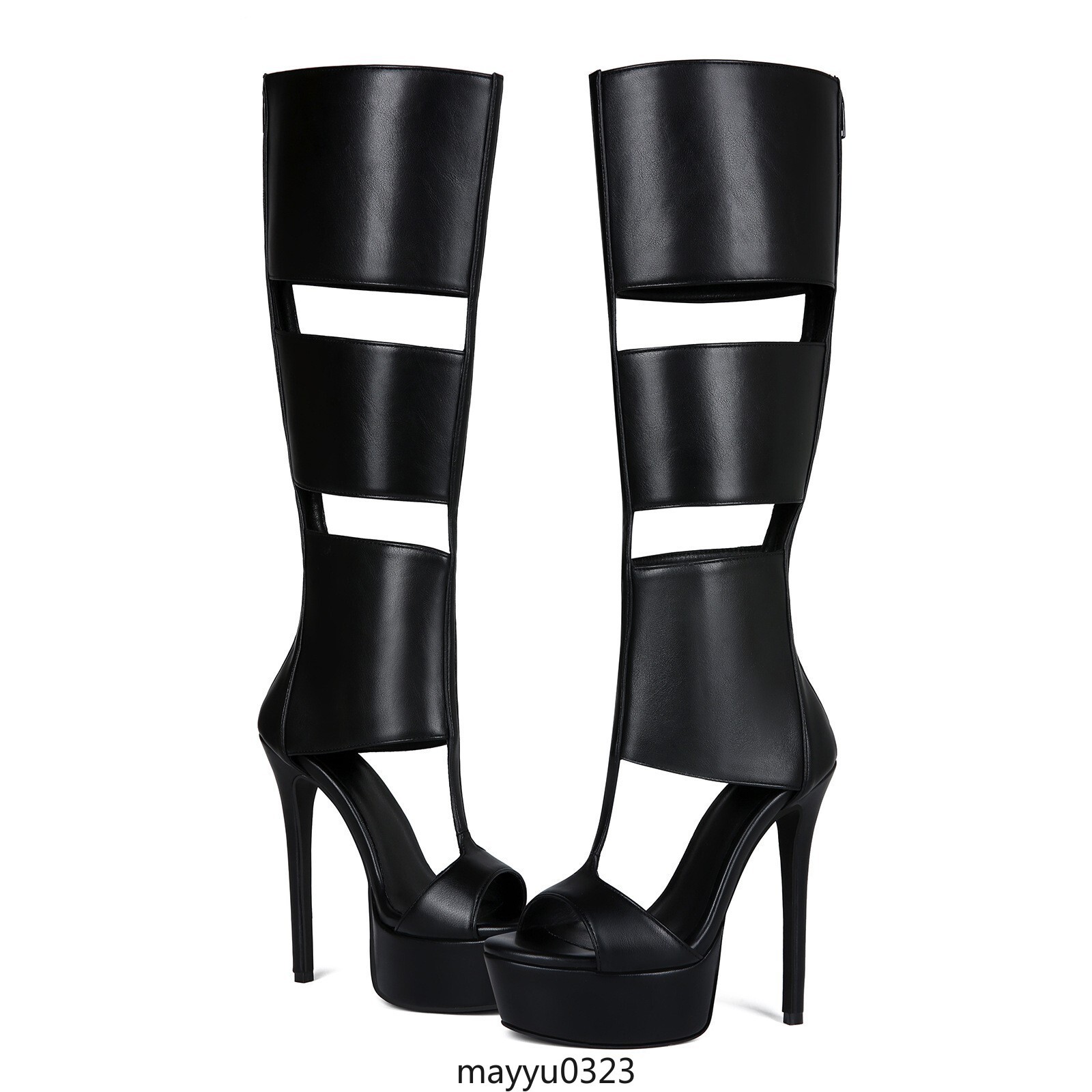 Womens Strappy Sandals Stiletto High Heel Platform Knee High Boots Oversize New