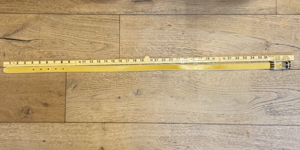 Fossil Belt Enamel Multi Color Silver Buckle Patent Leather Mustard Yellow Y2K S