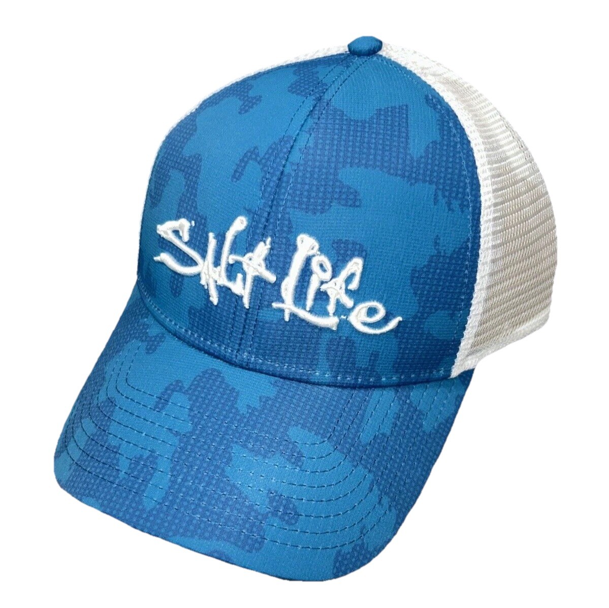 SALT LIFE Mesh Back SNAPBACK Hat Cap OSFM ONE SIZE BLUE WHITE Salty NWT