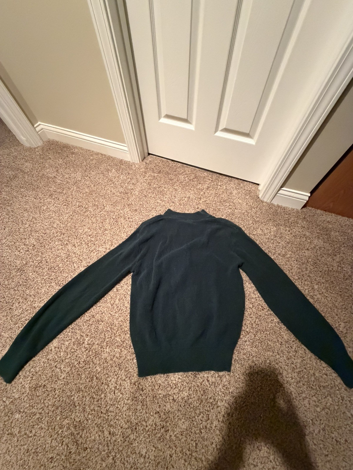 Vintage LL Bean Sweater Mens Medium Green Henley Knit Made in USA