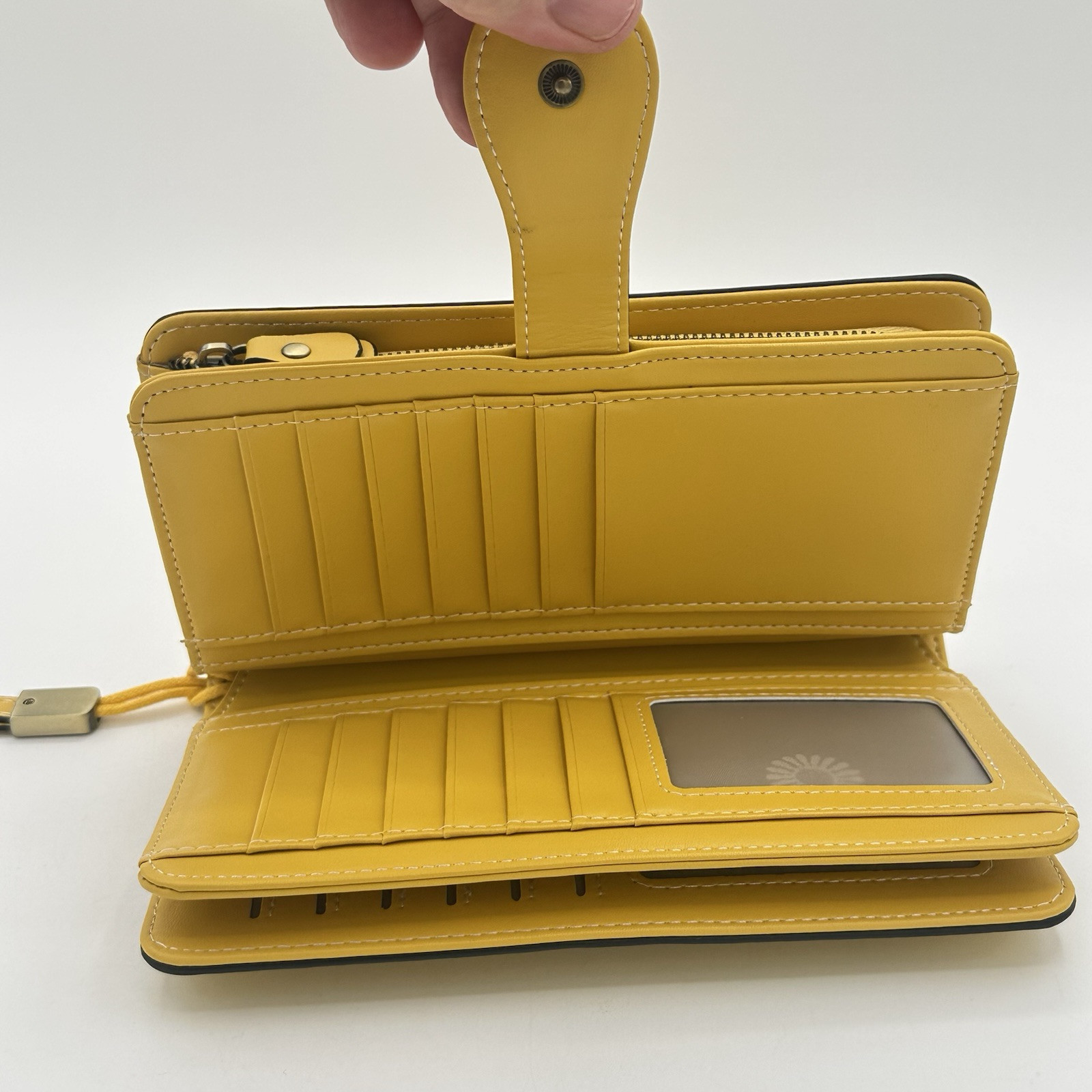 Yellow Sendefn Wallet Holds 26 Cards With Strap Zipper Pouch Cash Slots