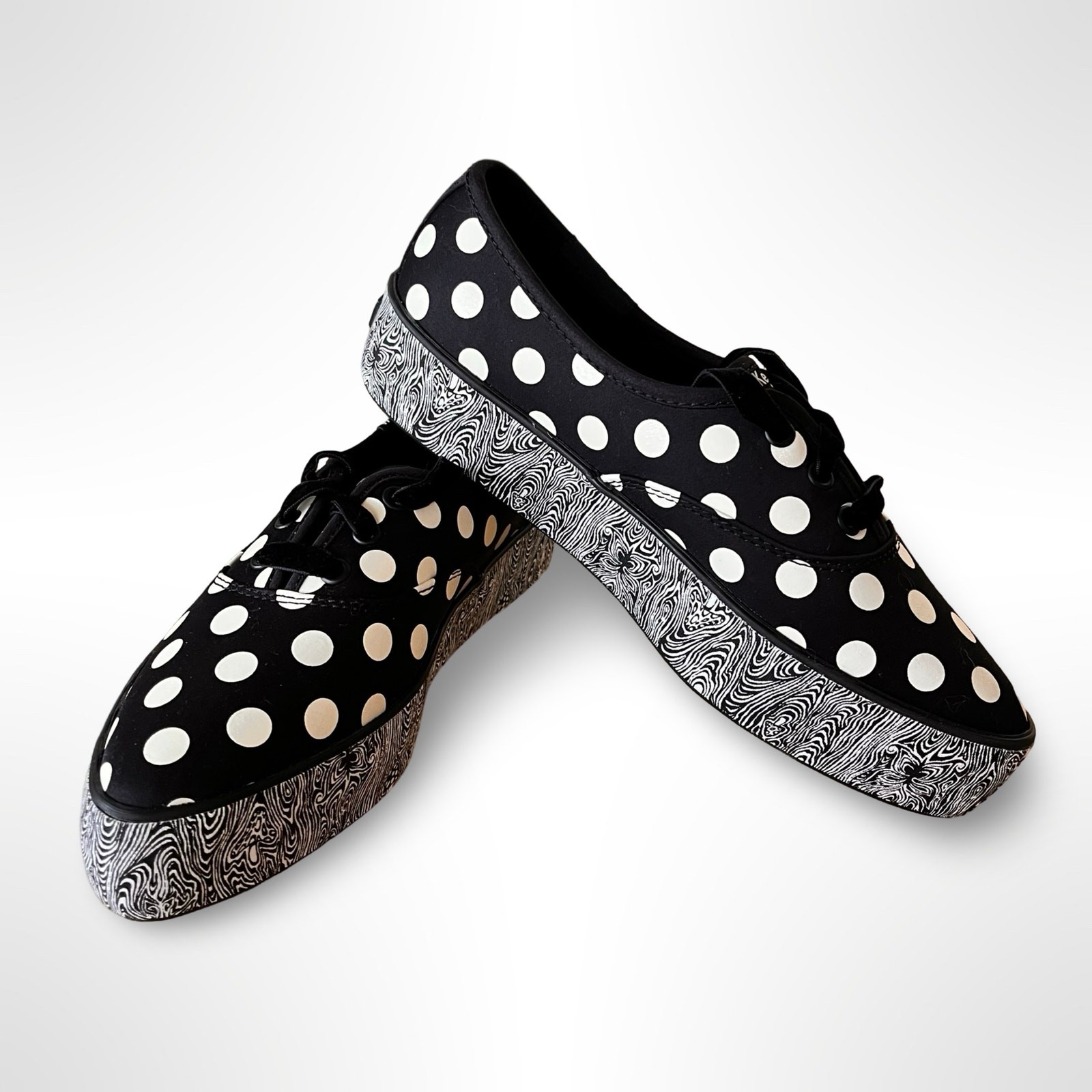 Keds x Batsheva Pointed Toe Polka Dot Platform Sneakers Black White Velvet Laces