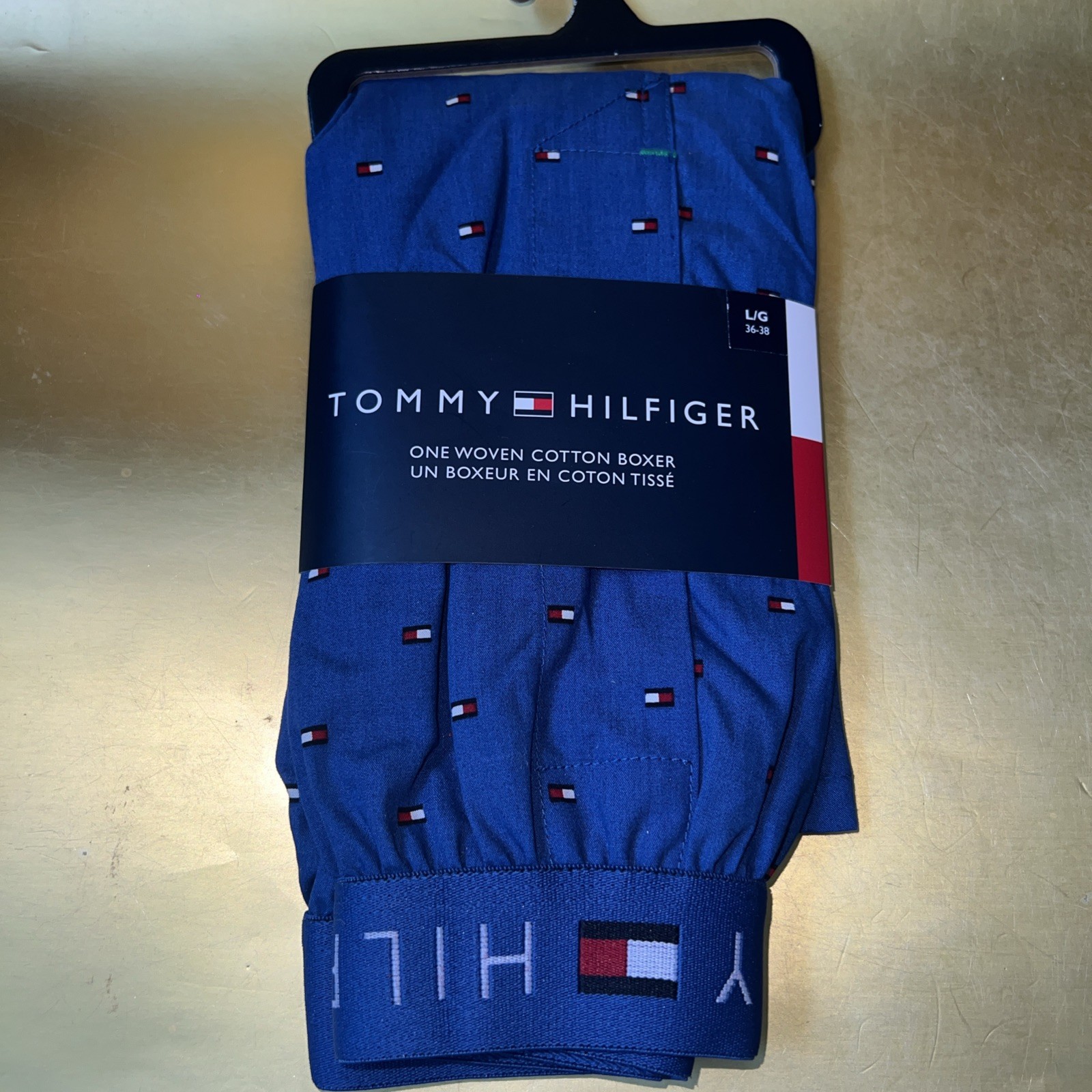 Tommy Hilfiger Men’s Woven Cotton Boxer Size LARGE FLAG PRINT