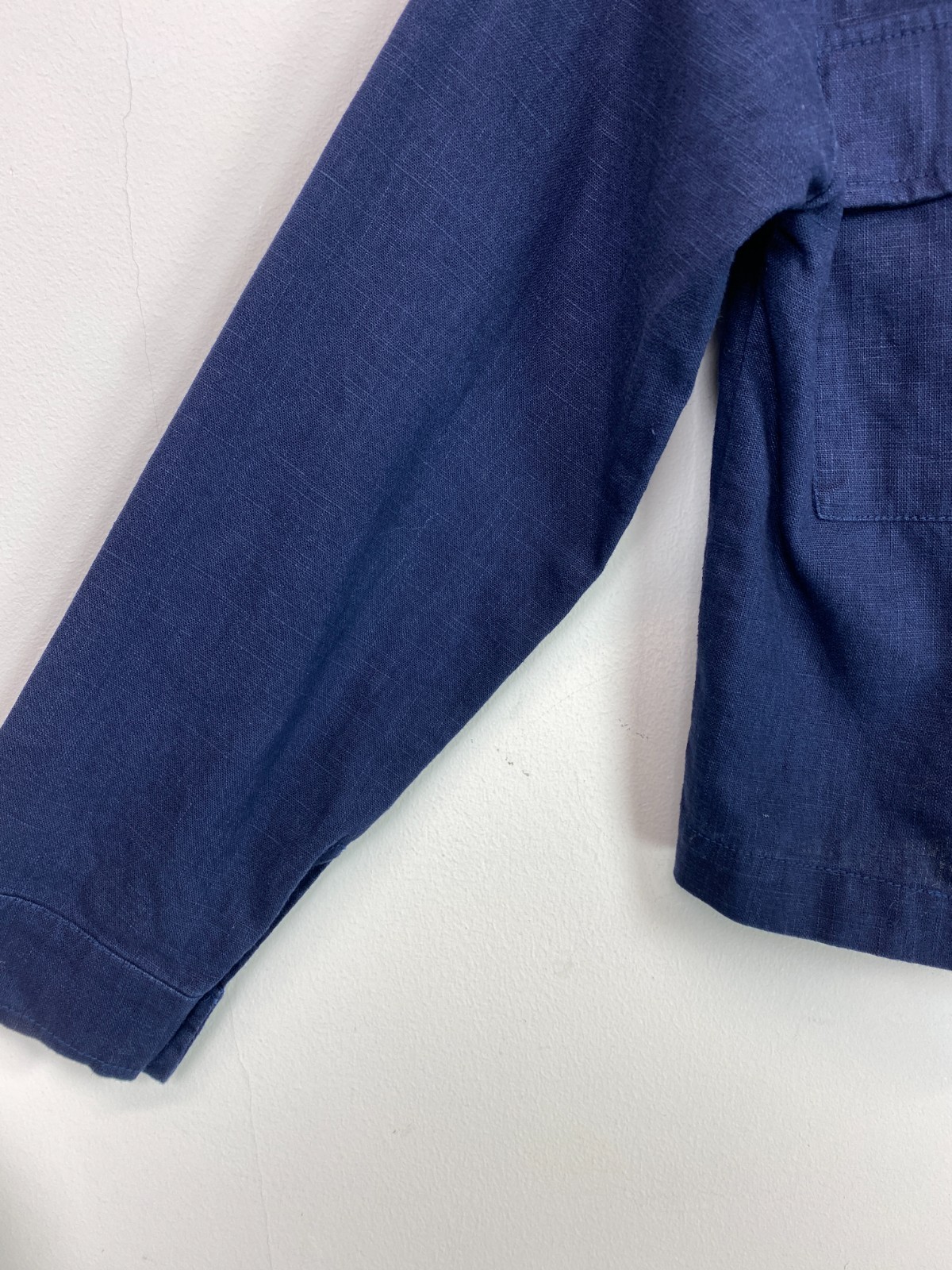 Tu Blue Plain Jacket Collarless Utility Zip Snap Button Pockets UK 8 NEW