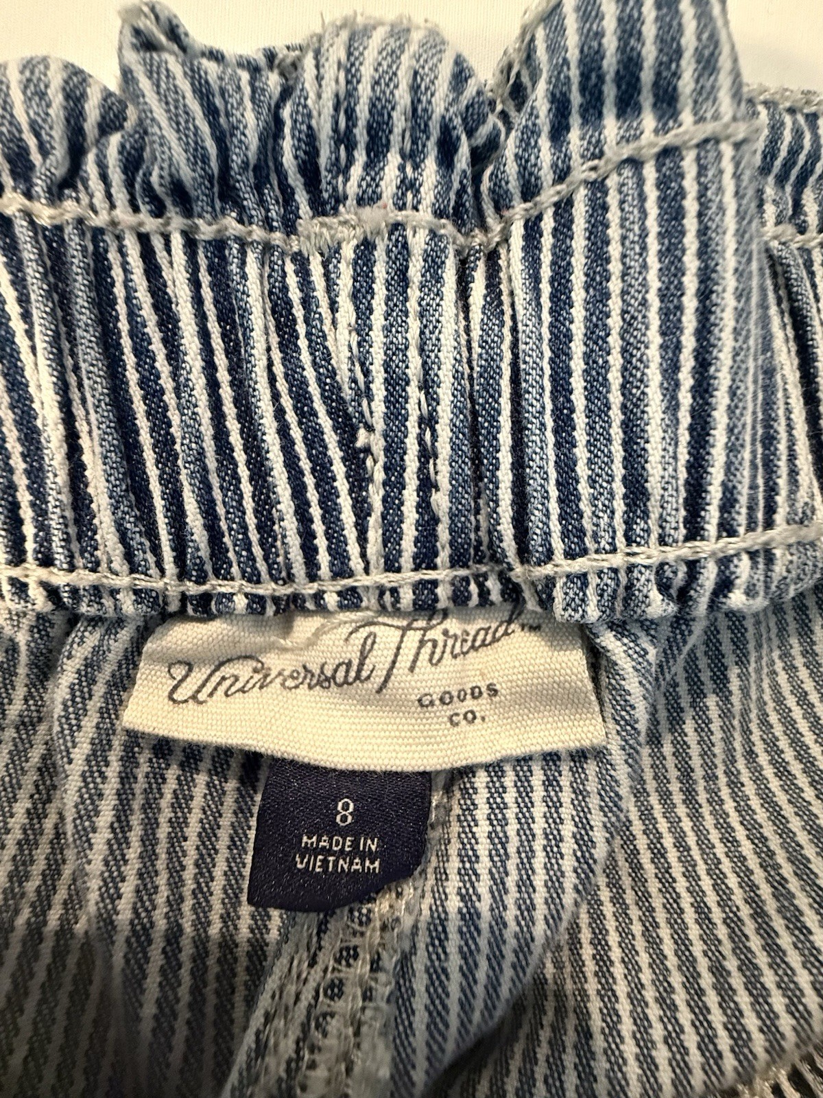 Universal Thread Blue/White Striped Light Wash High-Rise Tapered Stretch Jeans 8