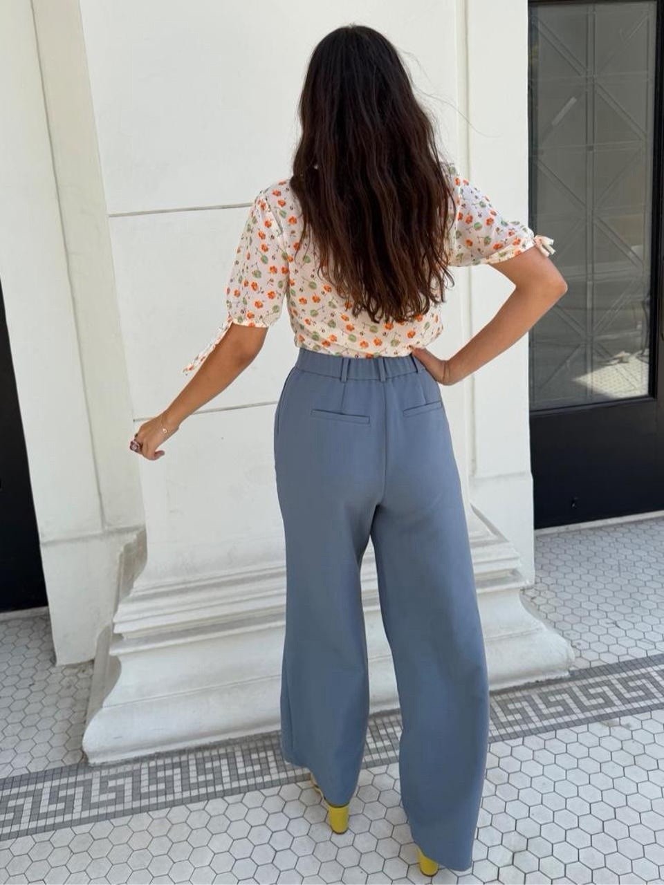 Open Edit blue wide leg high waist pants -waist 27 in #officesiren #business
