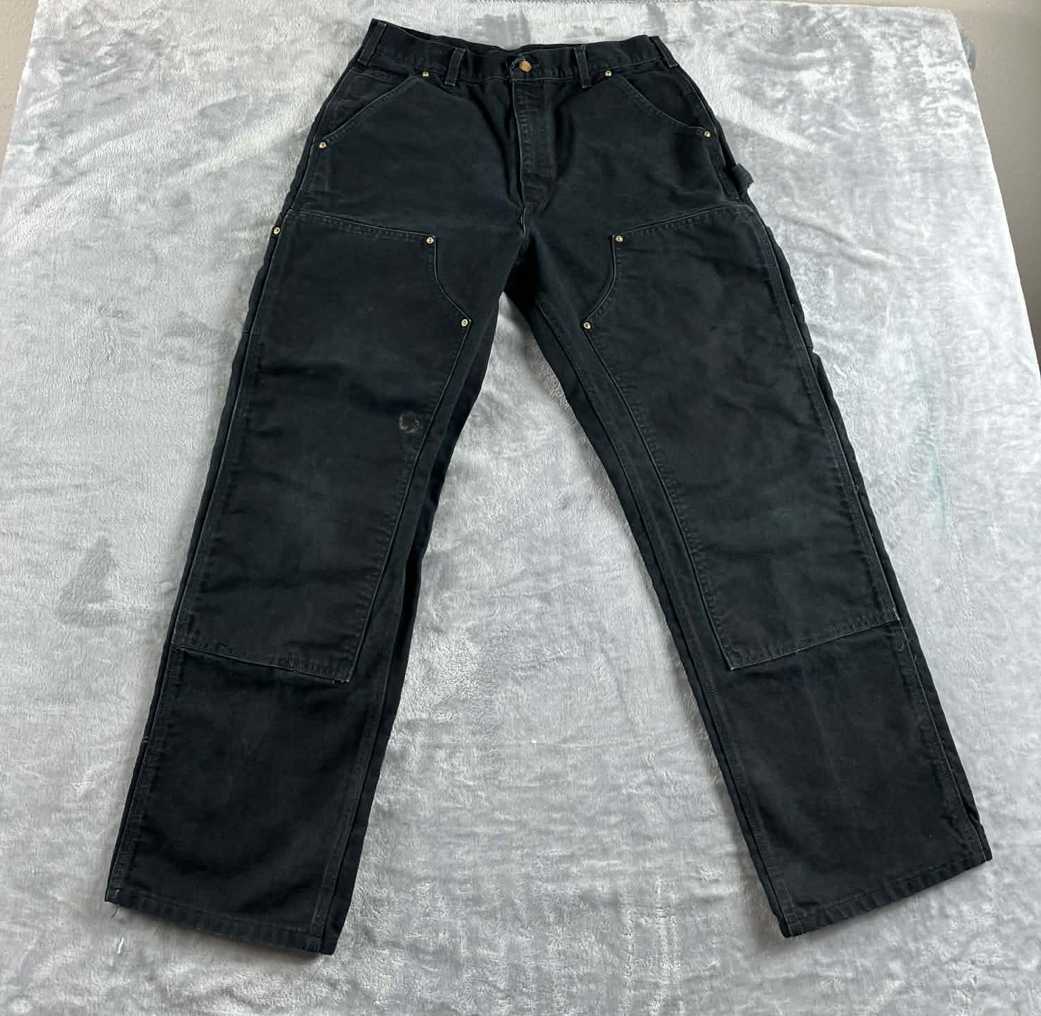 VTG Carhartt DoubleKnee Carpenter Pants Mens 31×29 Black Faded B01 BLK USA READ