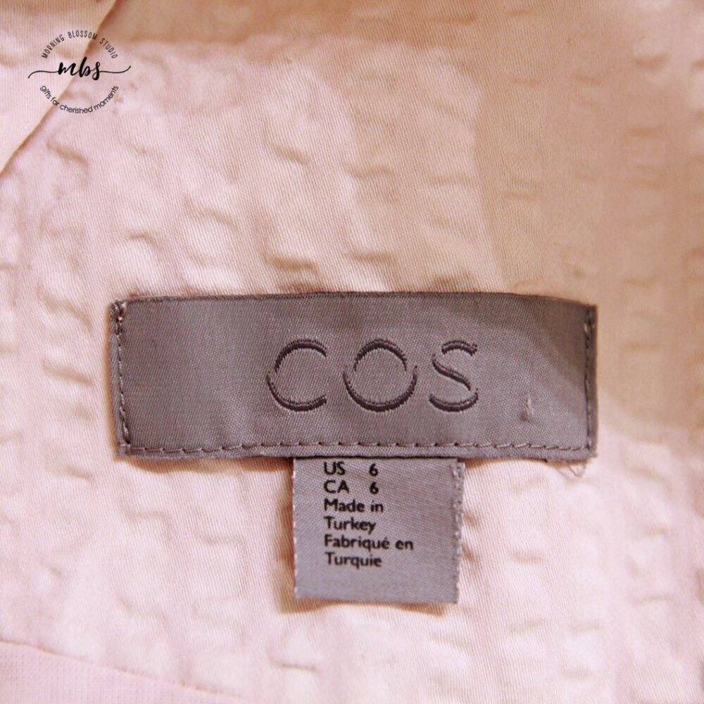 COS Textured Sleeveless Pockets Lined Cotton Midi Shift Dress Beige Women 6
