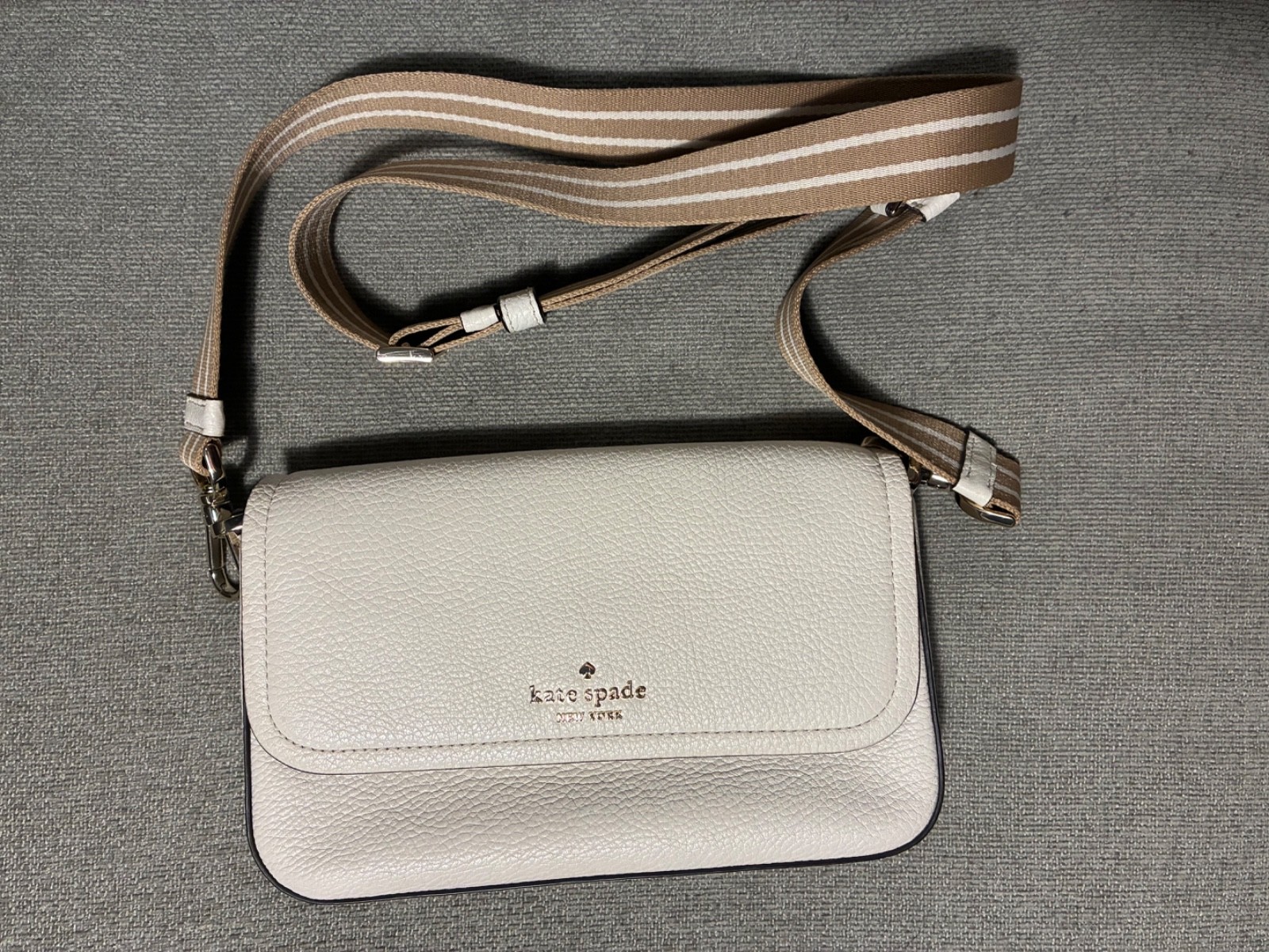 Kate Spade Madison Flap Crossbody Bag White Leather Purse