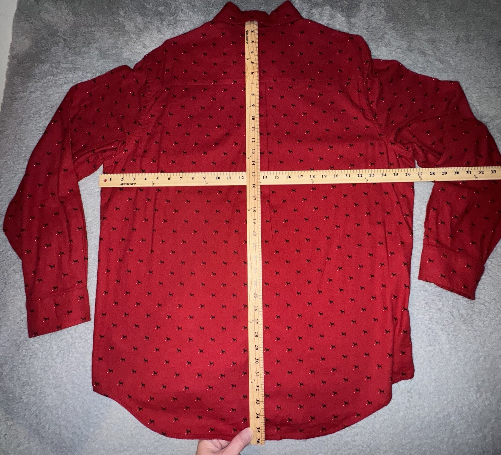 Chaps Shirt Mens XLT XL TALL Red All Over Dog Print Button Up Long Sleeve Preppy