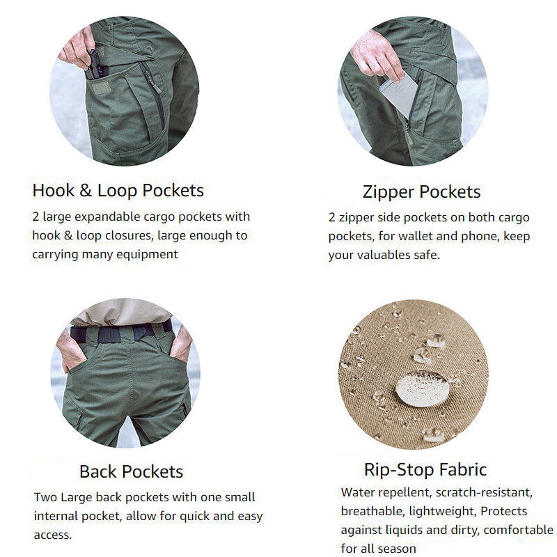 US Tactical Combat Water Resistant Pants Mens Work Cargo Trousers Outdoor Pant