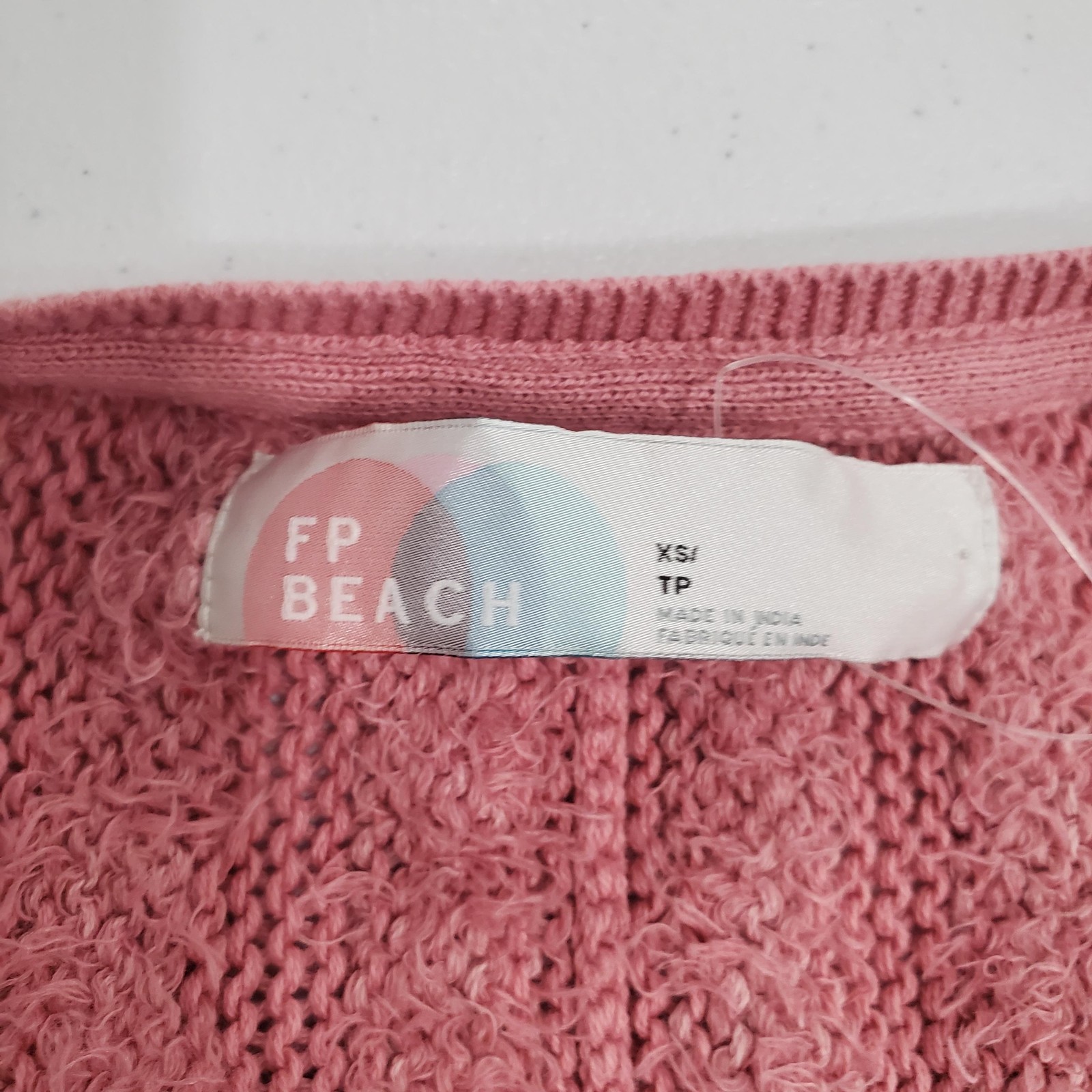 FP Beach Sweater Shrug Womens XS/S Pink Open Knit Bolero Long Sleeve Fairy Y2K