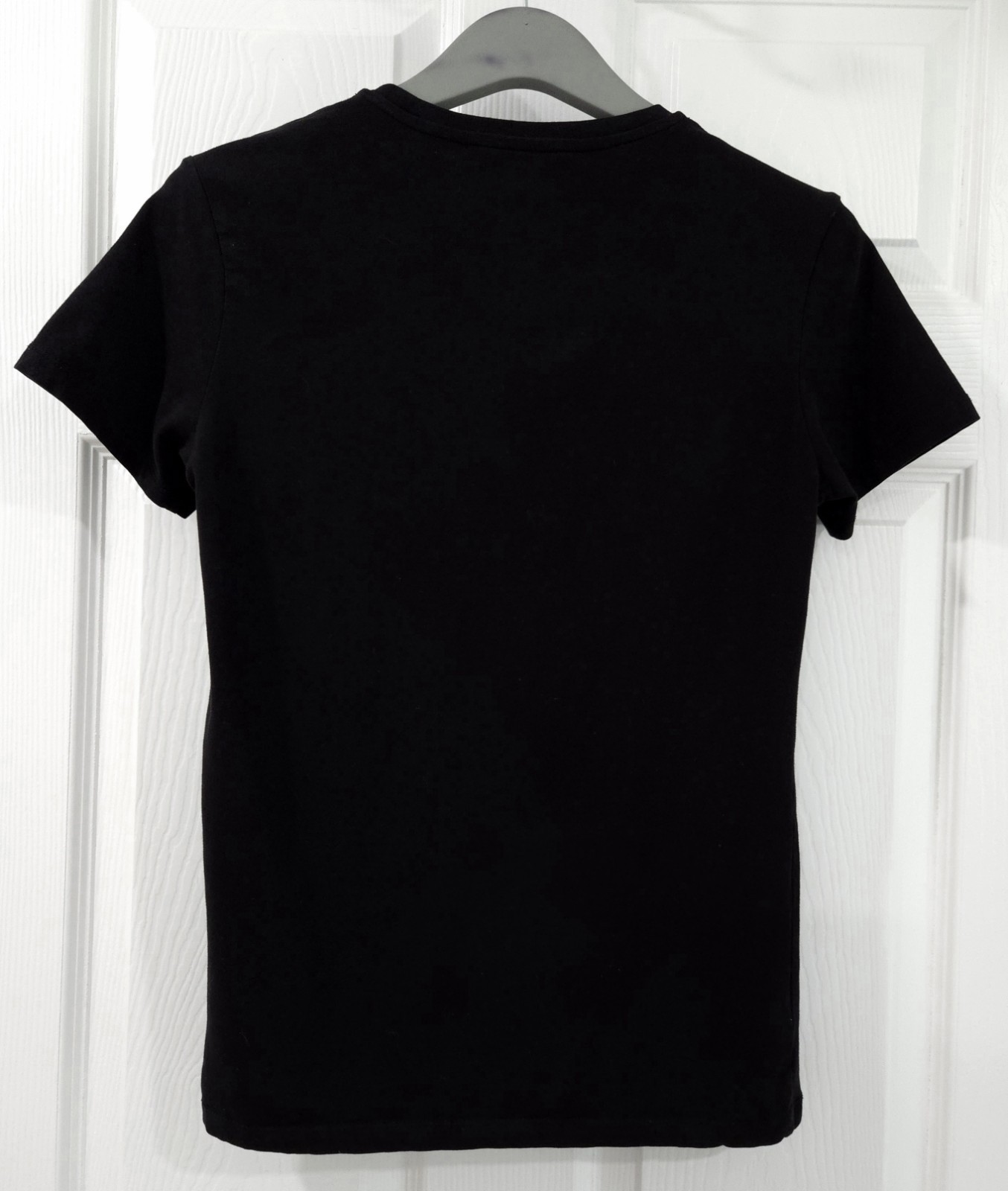 Roberto Cavalli Women Embroidered Monogram Logo Stretch Cotton Black Tee S/M