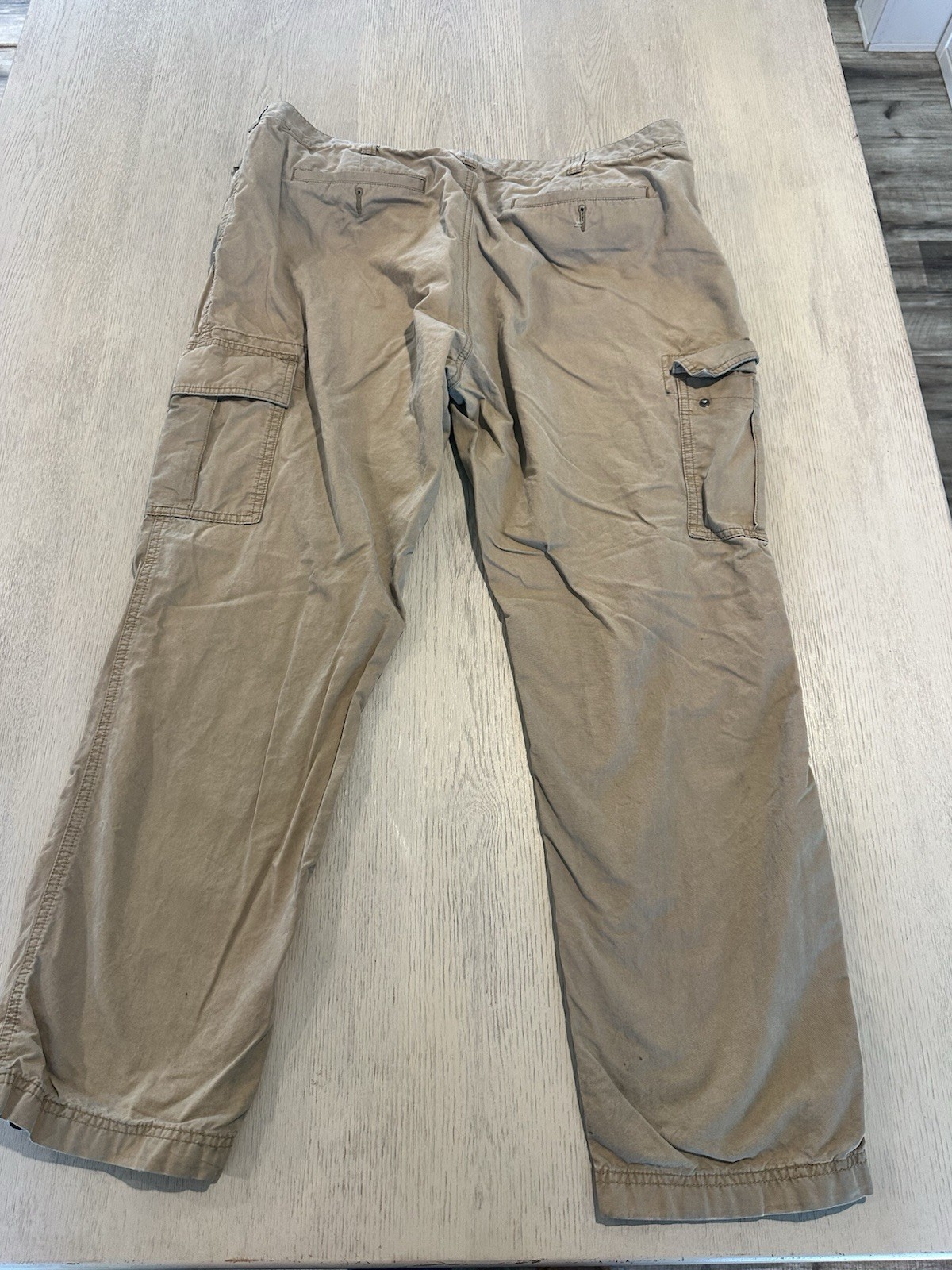 ROWM Men’s Slim Cargo Pants Beige 42W Cotton Twill Flat Front Pockets