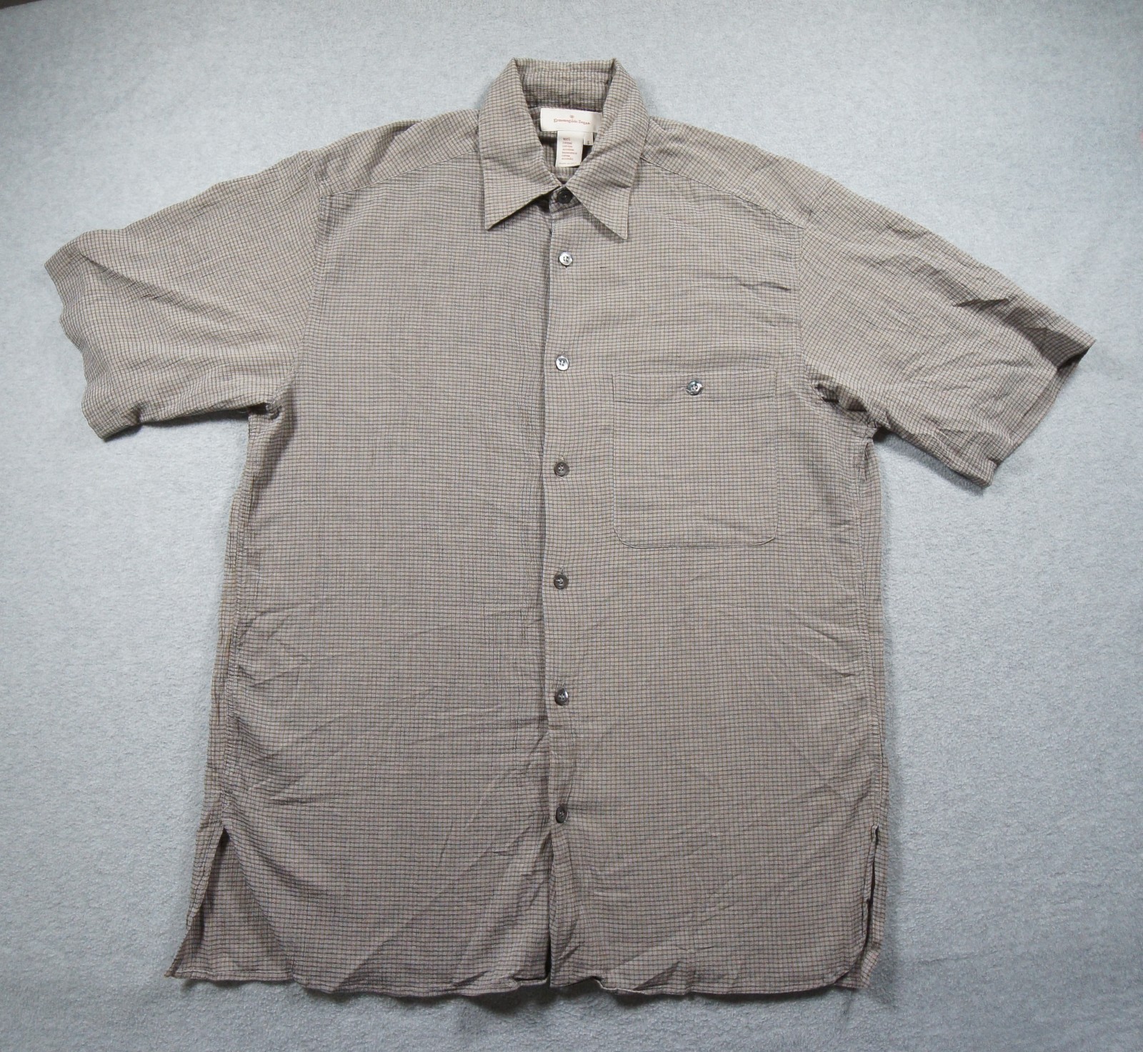 Ermenegildo Zegna Shirt Mens Small Gray Button Down Short Sleeve Textured Italy