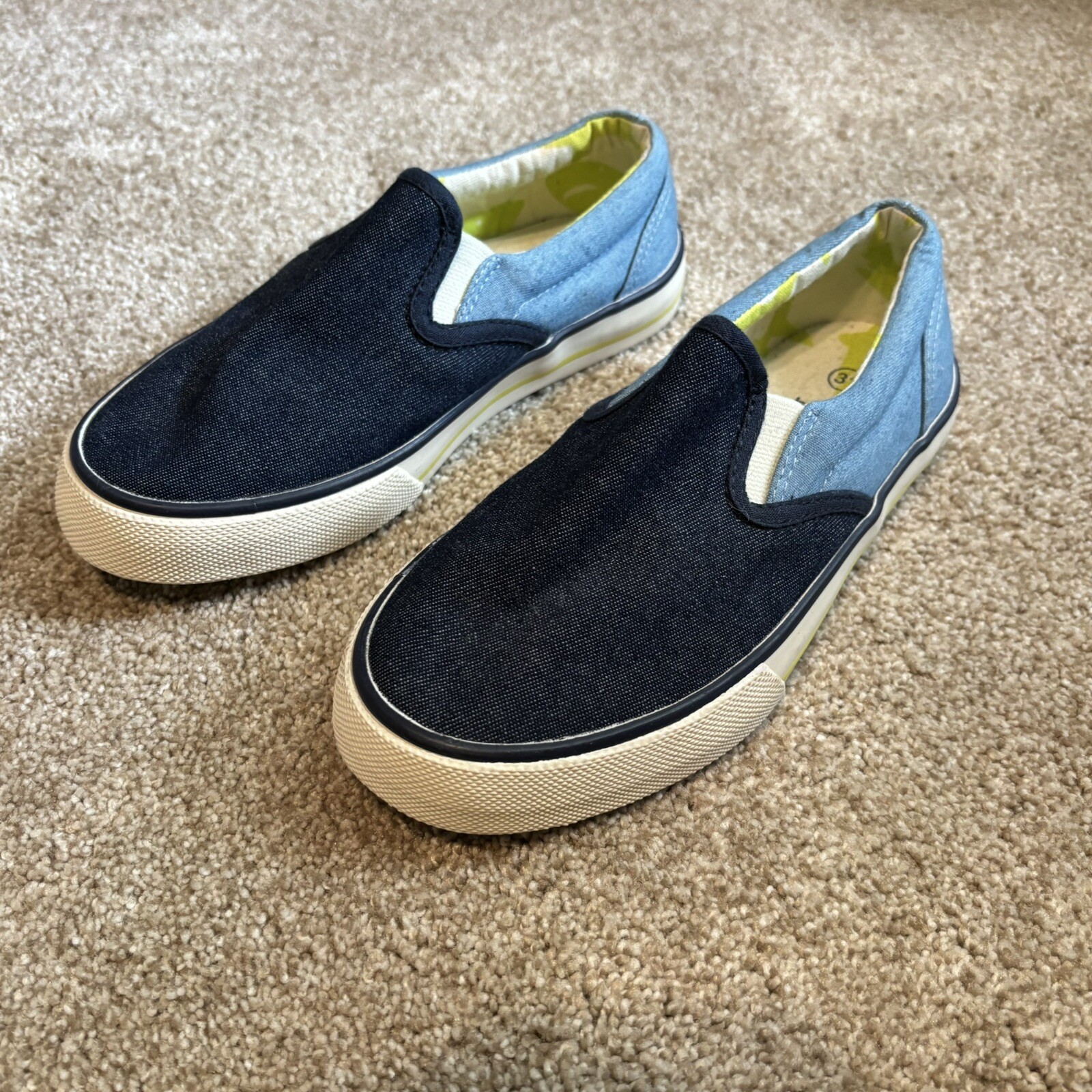 Mini Boden Canvas Boys Pull On Slip On Shoes Denim Blue Size 31 Or 13