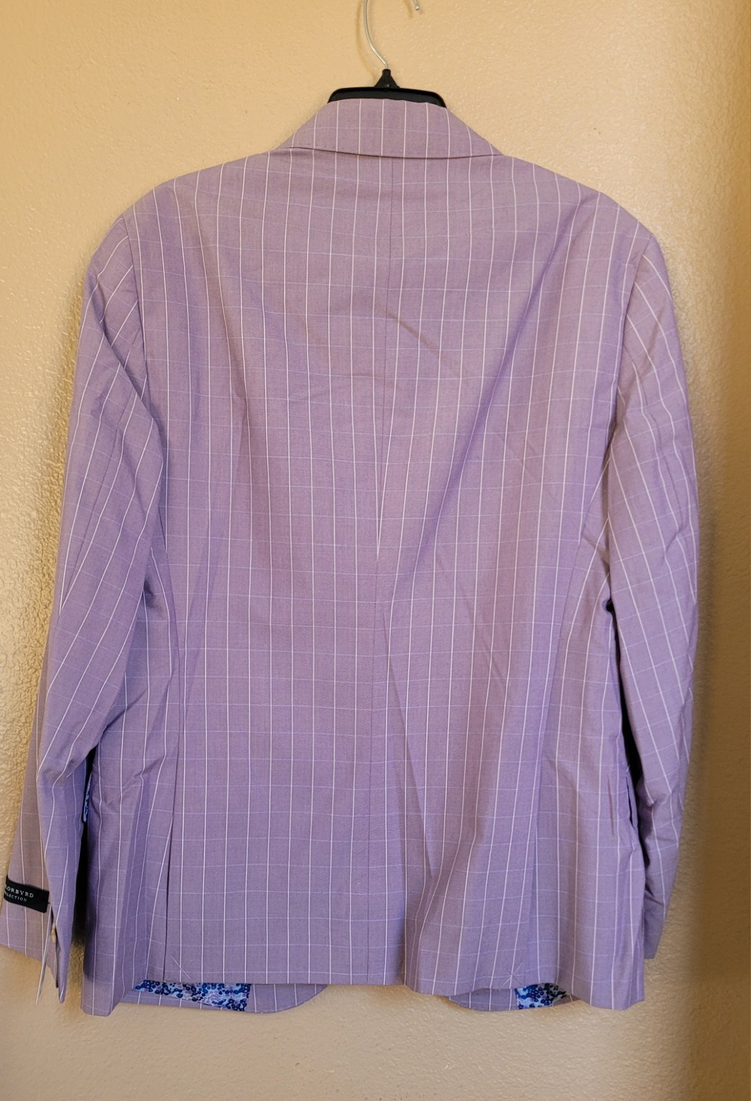 Tailorbyrd Mens Plaid Blazer, Lilac Mini Windowpane Sport Coat
