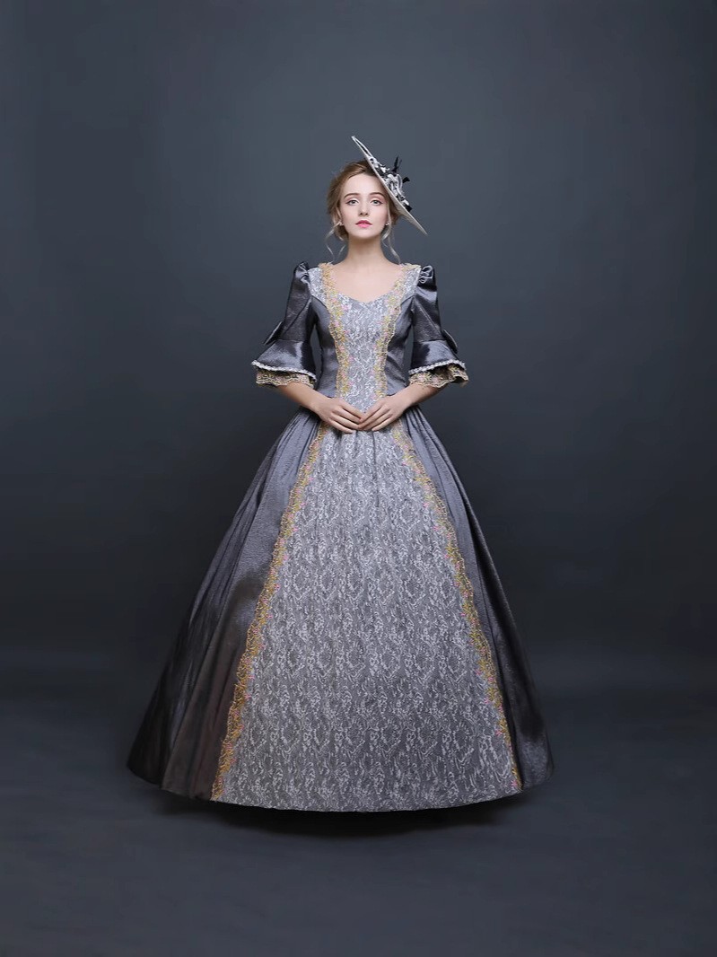 Europe Middle Age Palace Costume Evening Dress Vintage Gown Drama Outfit Cosplay