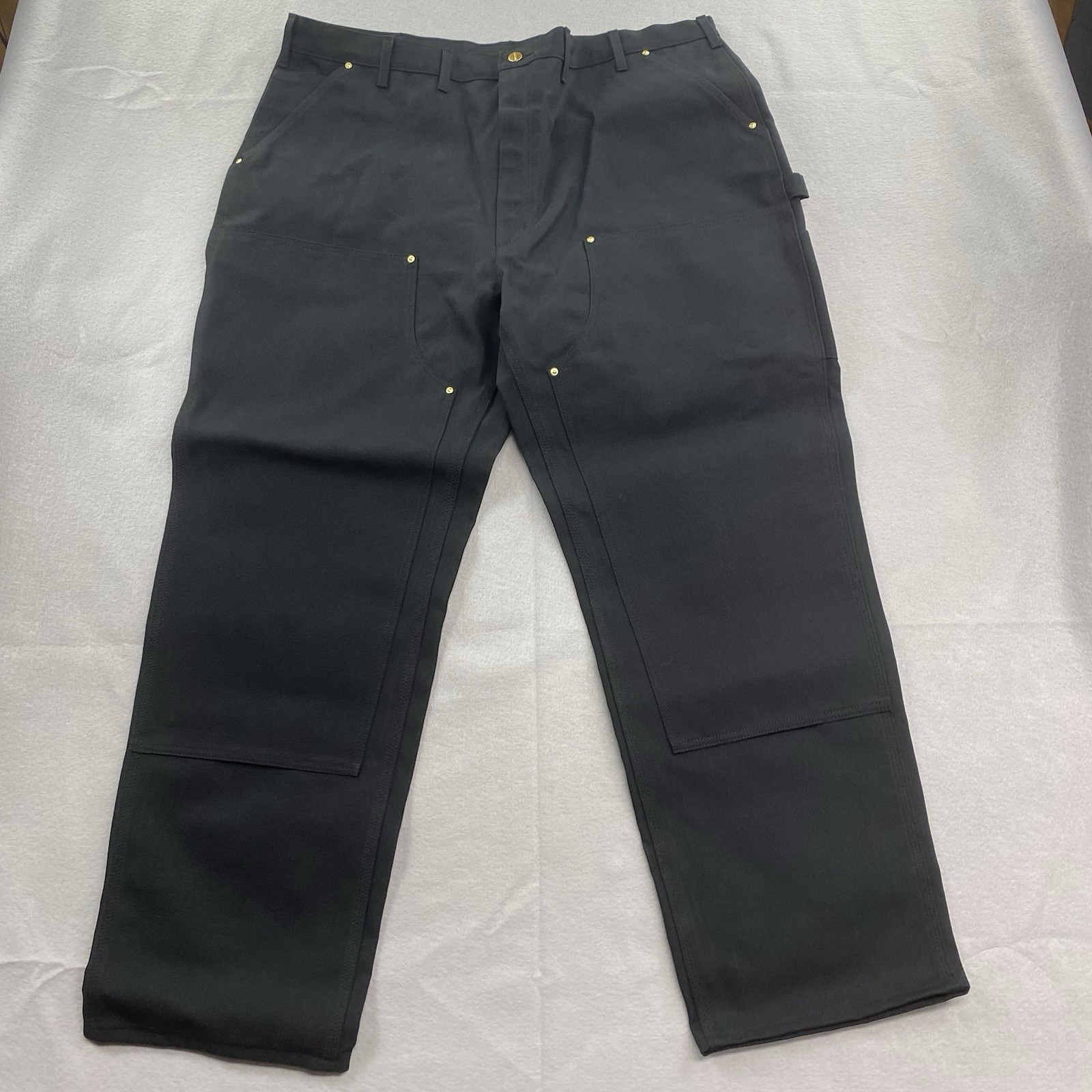 Carhartt Pants Mens 44×32 Black Double Knee Union Made USA B01 Loose Fit Duck
