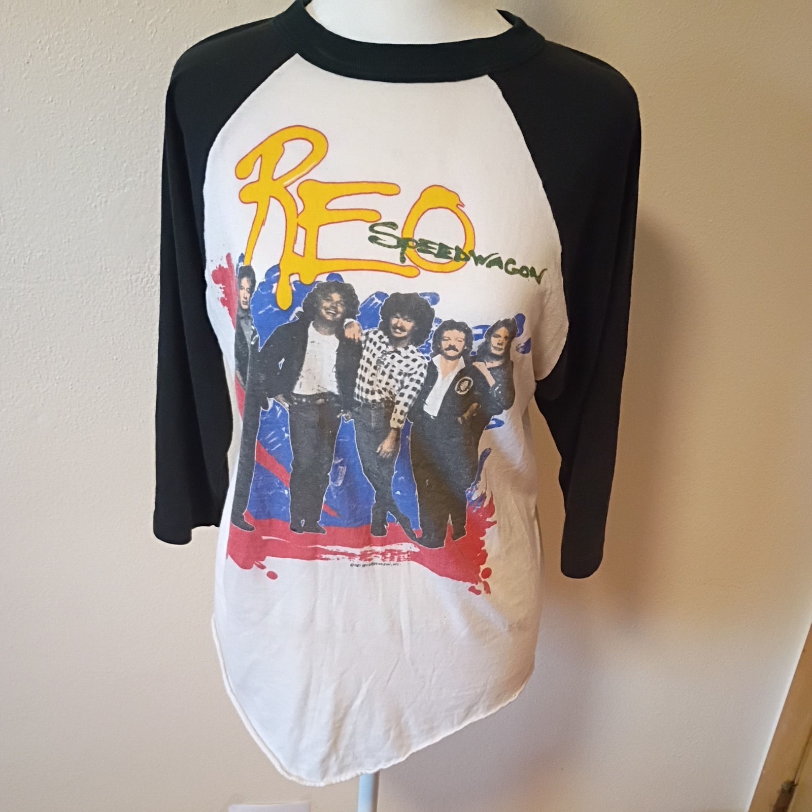 REO Speedwagon Band Raglan Tee T-shirt USA Vintage 1987 Single Stitch Large