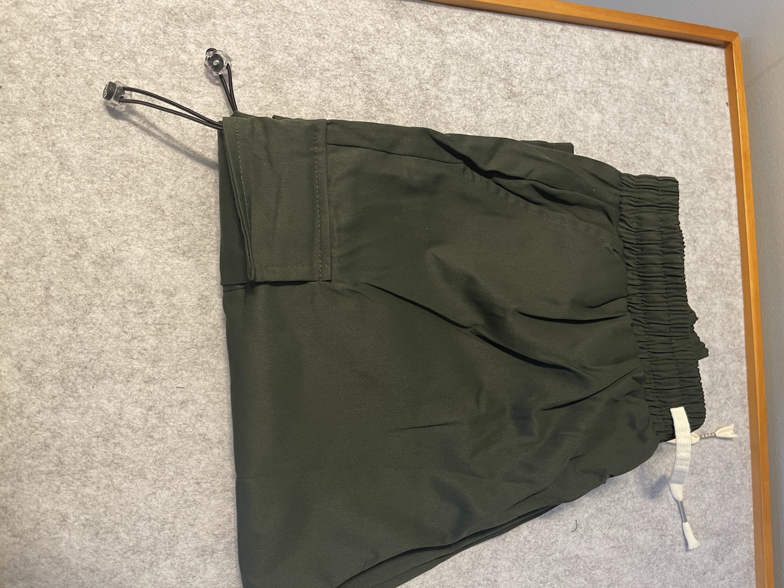 Men’s Green Cargo Pants Polyester Twill Regular Straight Elastic Waist 2XL