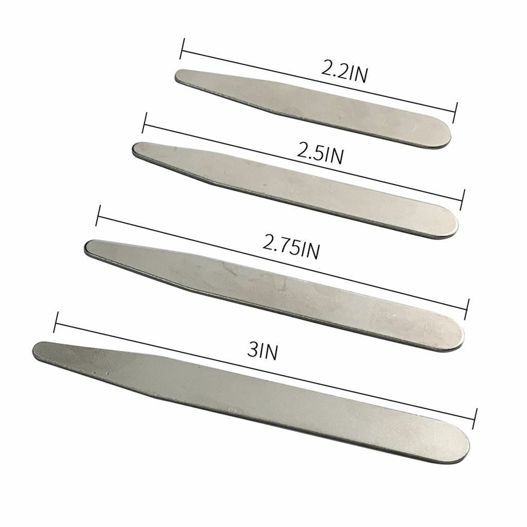 10 20 Metal Collar Stays Stiffeners & 10 Magnets for Men Shirts 4 Sizes with Box
