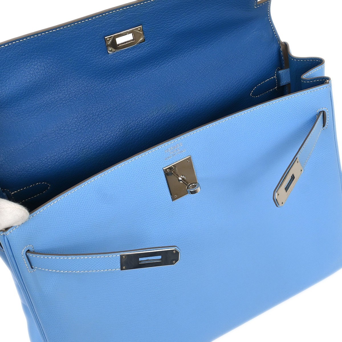 Hermes Blue Aztec Epsom Kelly 35 Retourne 2way Handbag 27N□O 154020