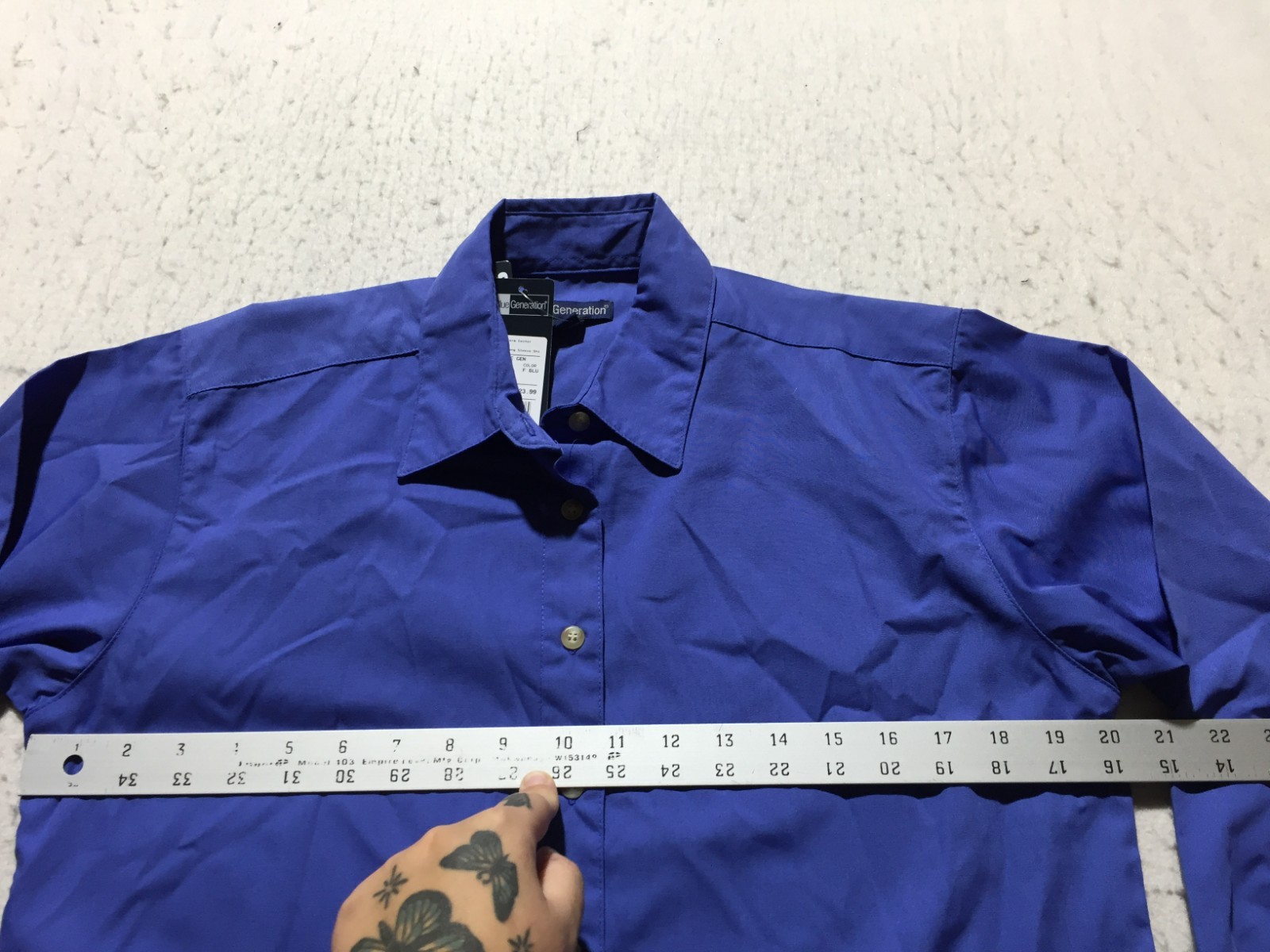 NEW Blue Generation Work Uniform Shirt Womens S Small Blue Long Sleeve Button
