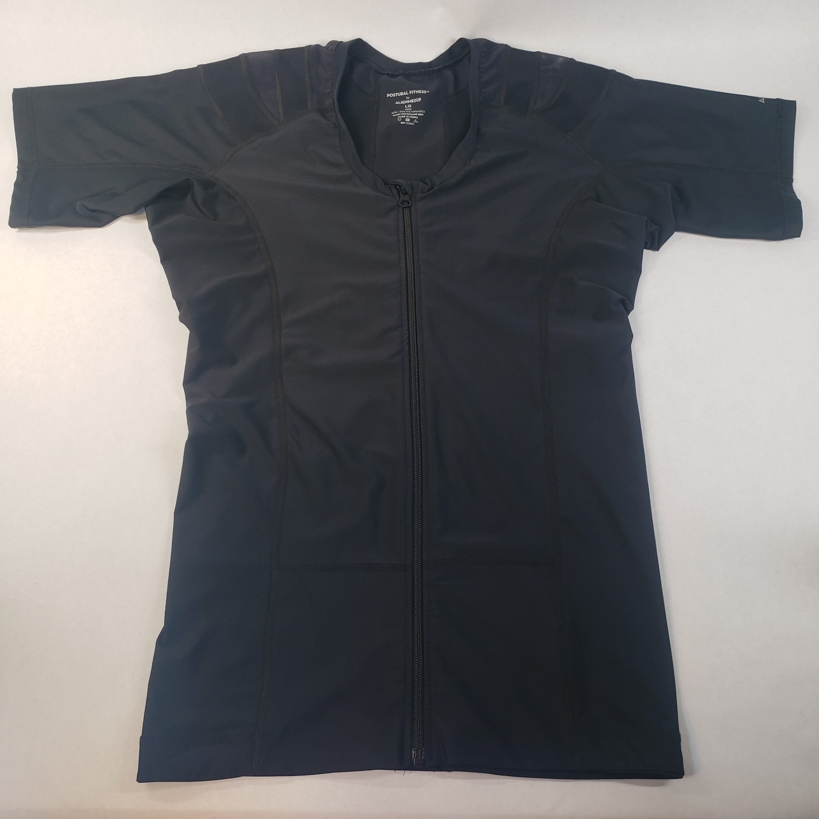 Retail=$109 Postural Fitness Shirt by ALIGNMED Mens Large Black Full Zip