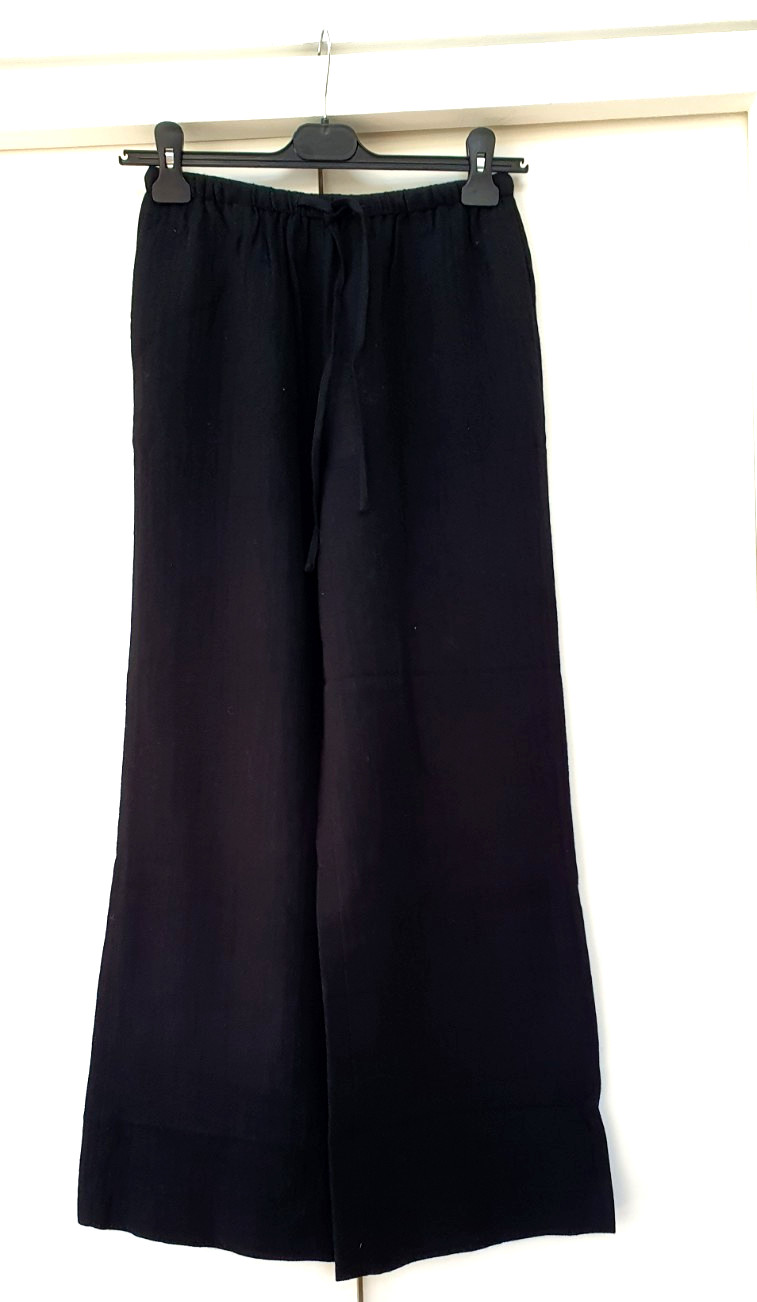 NWT THE WHITE COMPANY Wool-Viscose Gauze Wide Leg Trousers – Black -Small