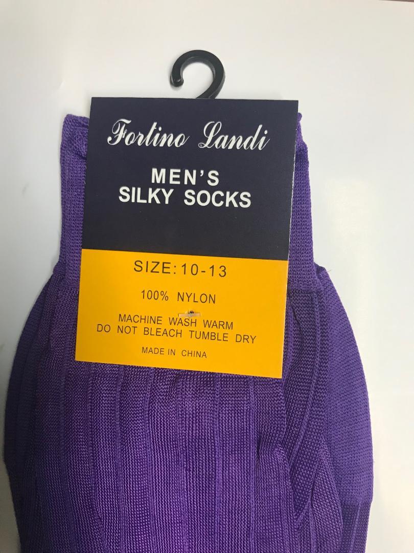 2 pair Men’s Silky Thick & Thin Dress Socks ONE SIZE FIT 10-13 SHOES 7-12