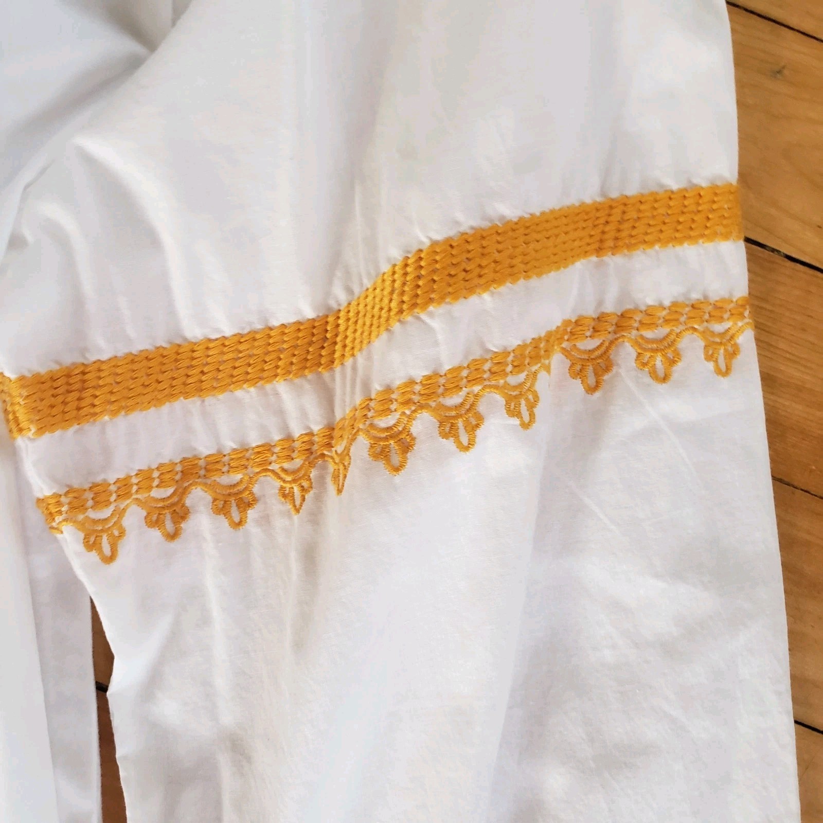 J.Crew Peasant Blouse White Embroidered Tassel Tie Boho Cotton Women’s Small