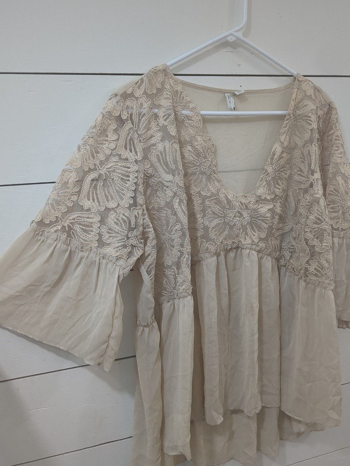 Cato 18/20 beige lace boho top sheer summer festival concert whimsy fairy