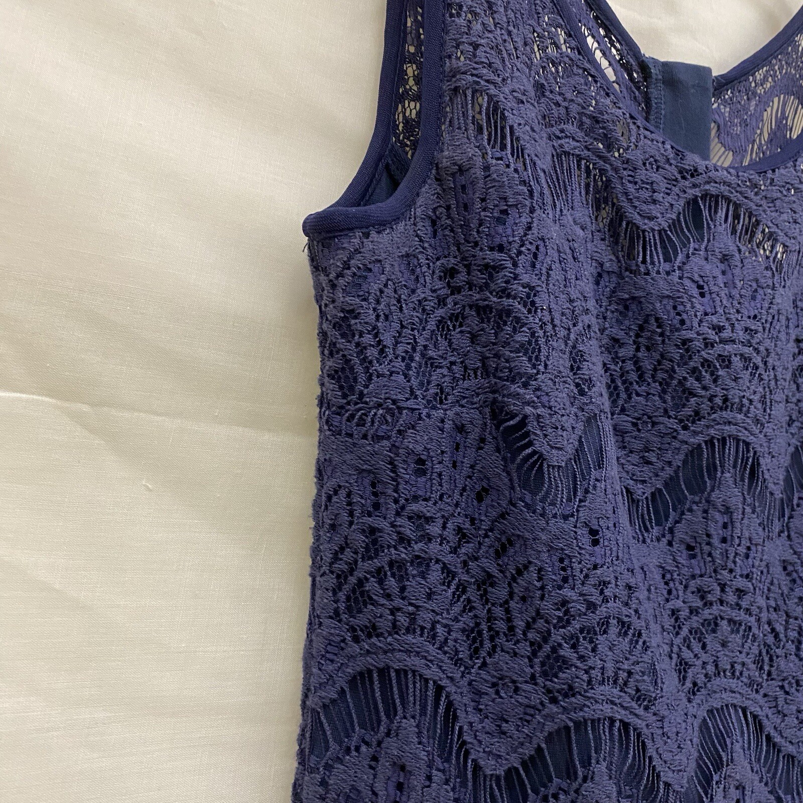 Lilly Pulitzer Womens Sz XS Rhea Navy Crochet Fit And Flare Sleeveless Dress