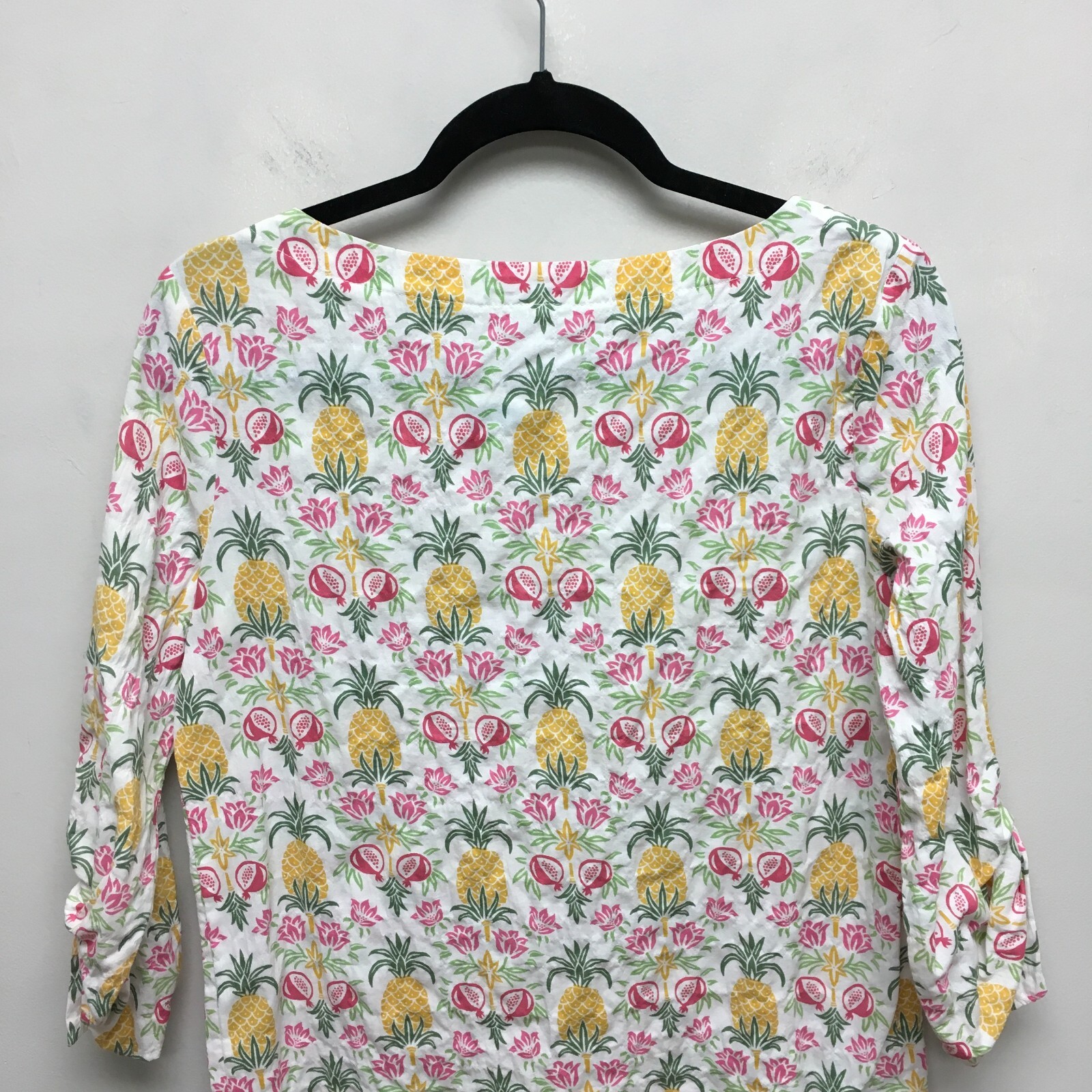 J McLaughlin Womens Multicolor Pineapple Palms Print Pullover Blouse Top XS NEW